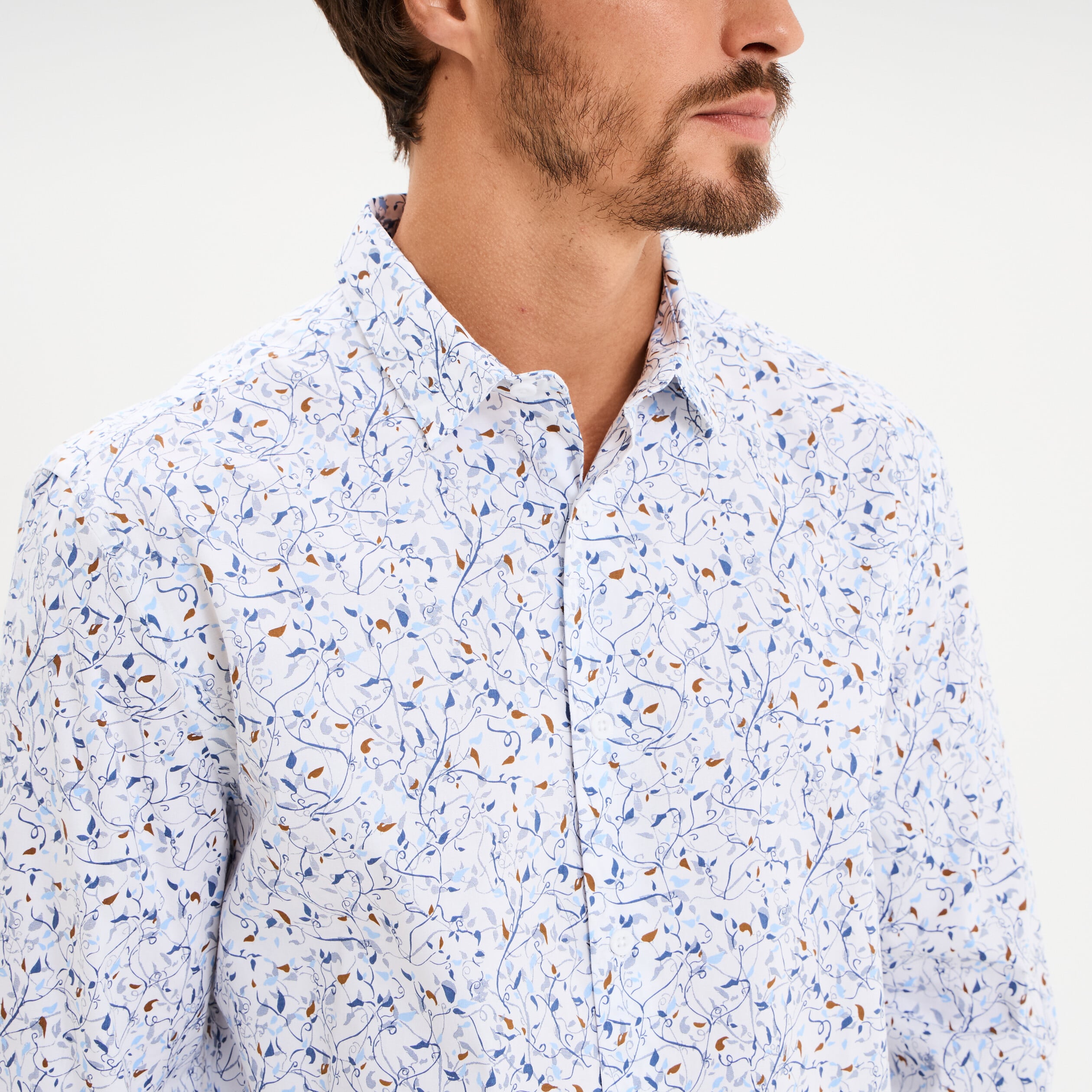 Chemise ajust&eacute;e manches longues beige homme