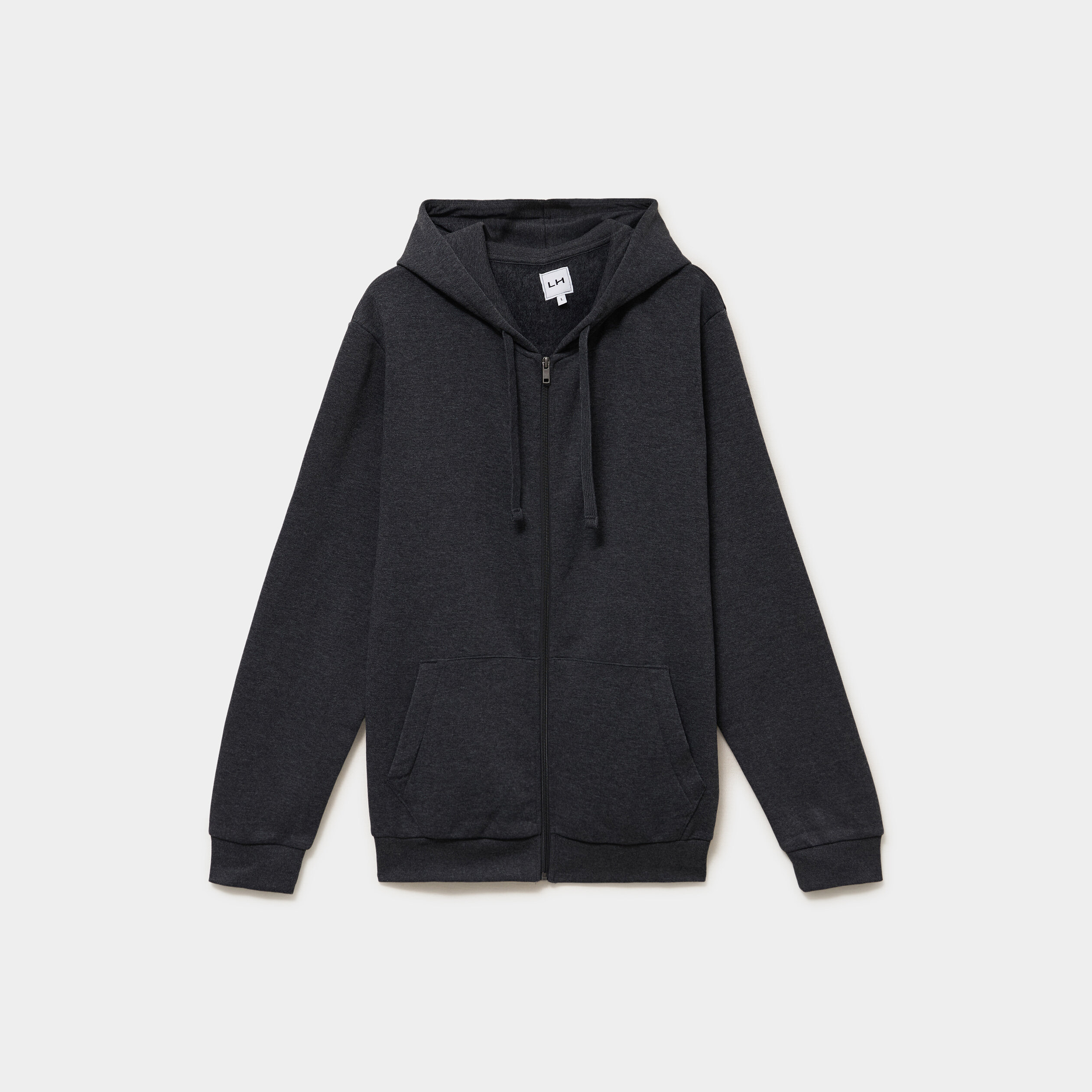 Sweat zipp&eacute; molleton &agrave; capuche gris fonc&eacute; homme