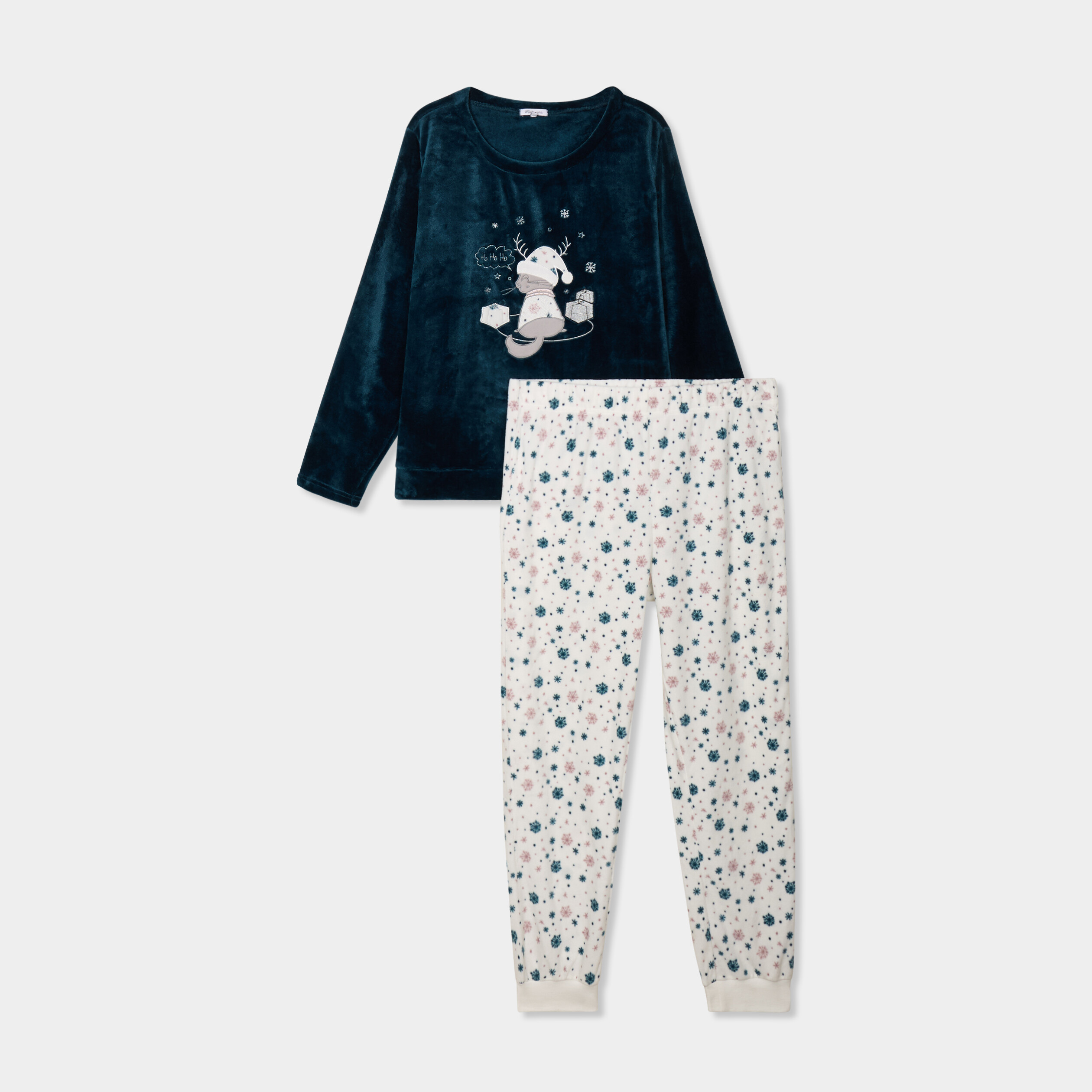ensemble pyjama effet velours 2 pieces bleu canard femmegt Ensemble pyjama effet velours 2 pièces bleu canard femme grande taille