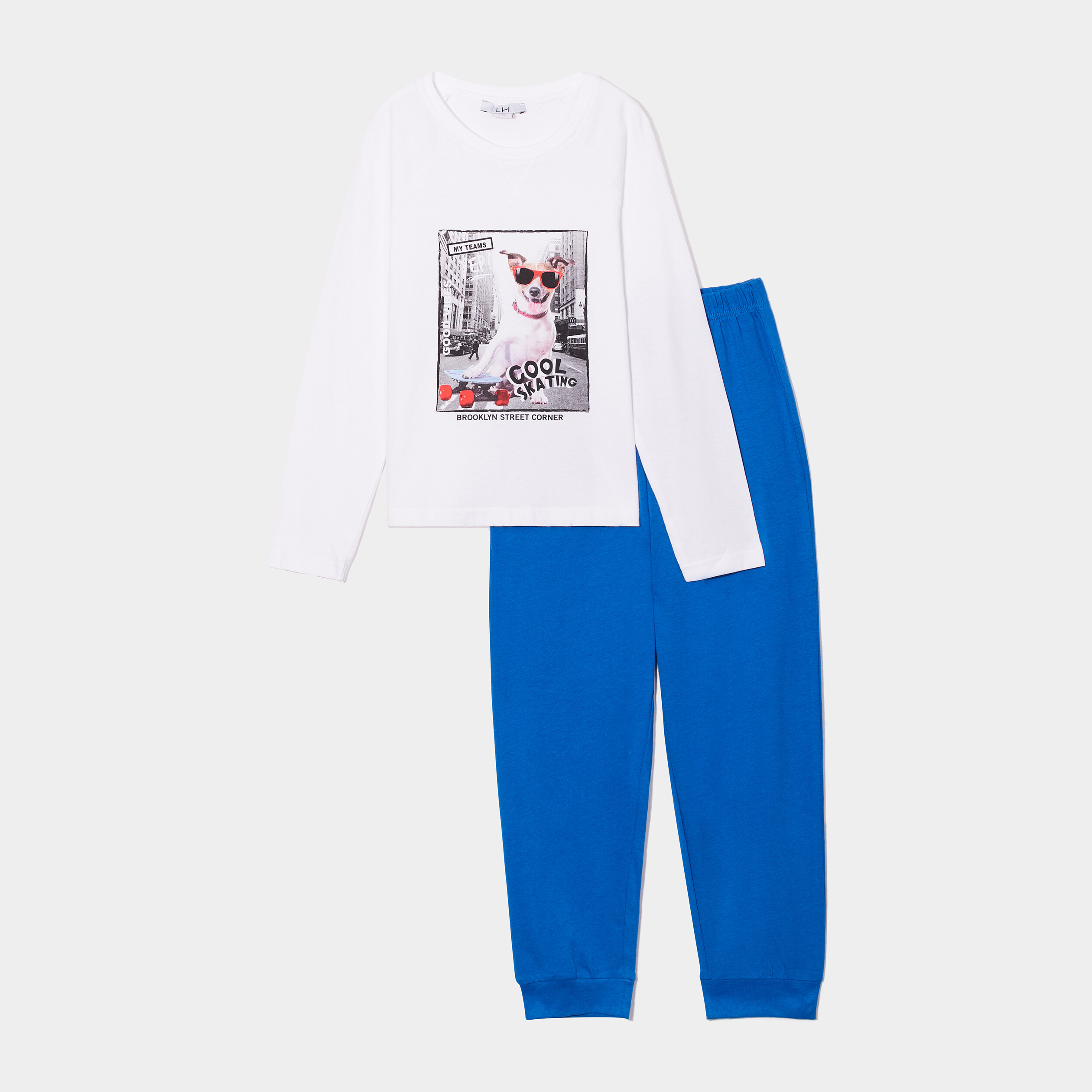 ensemble pyjama pantalon 2 pieces coton blanc garcon Ensemble pyjama pantalon 2 pièces coton blanc garçon