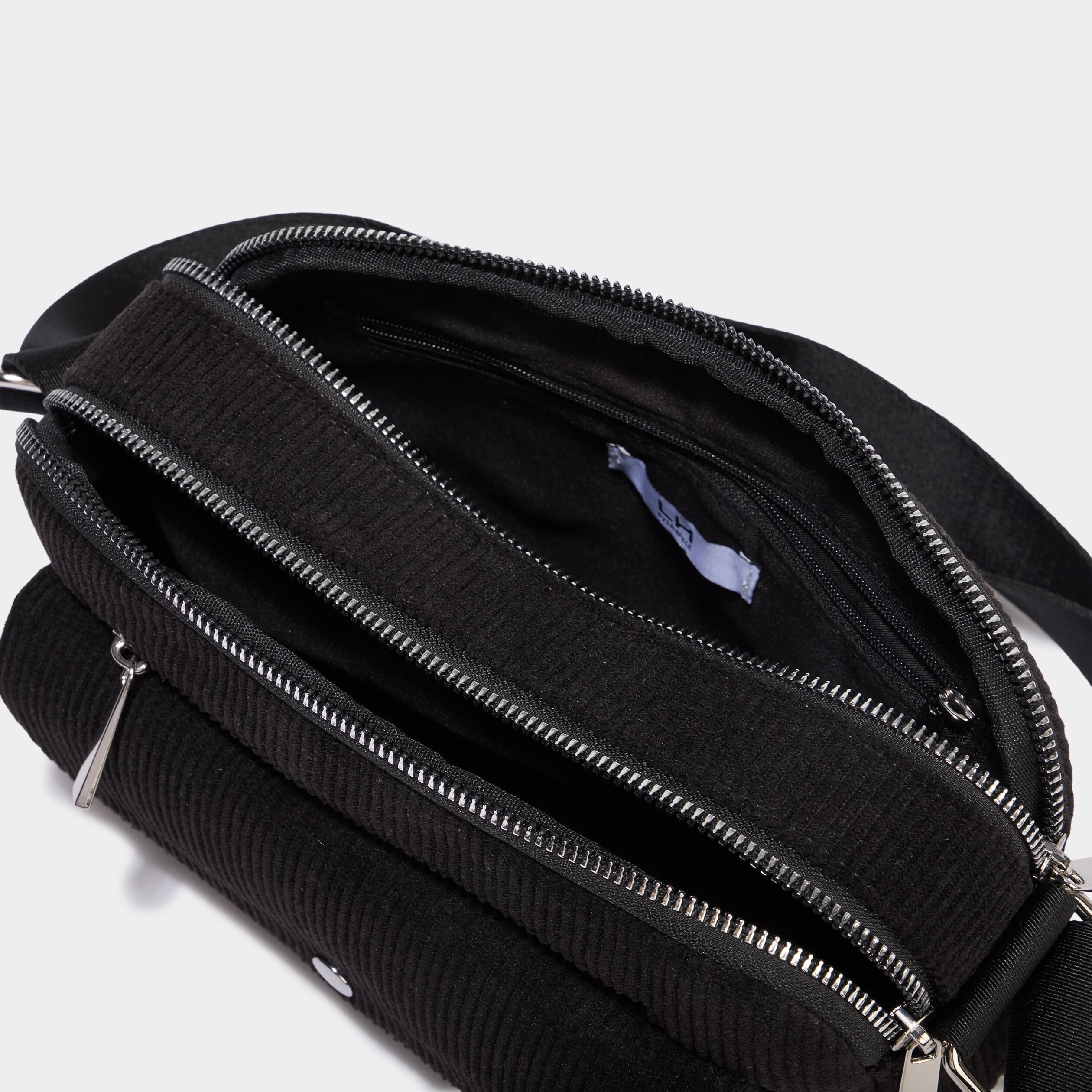 Sac rectangulaire effet velours c&ocirc;tel&eacute; noir femme