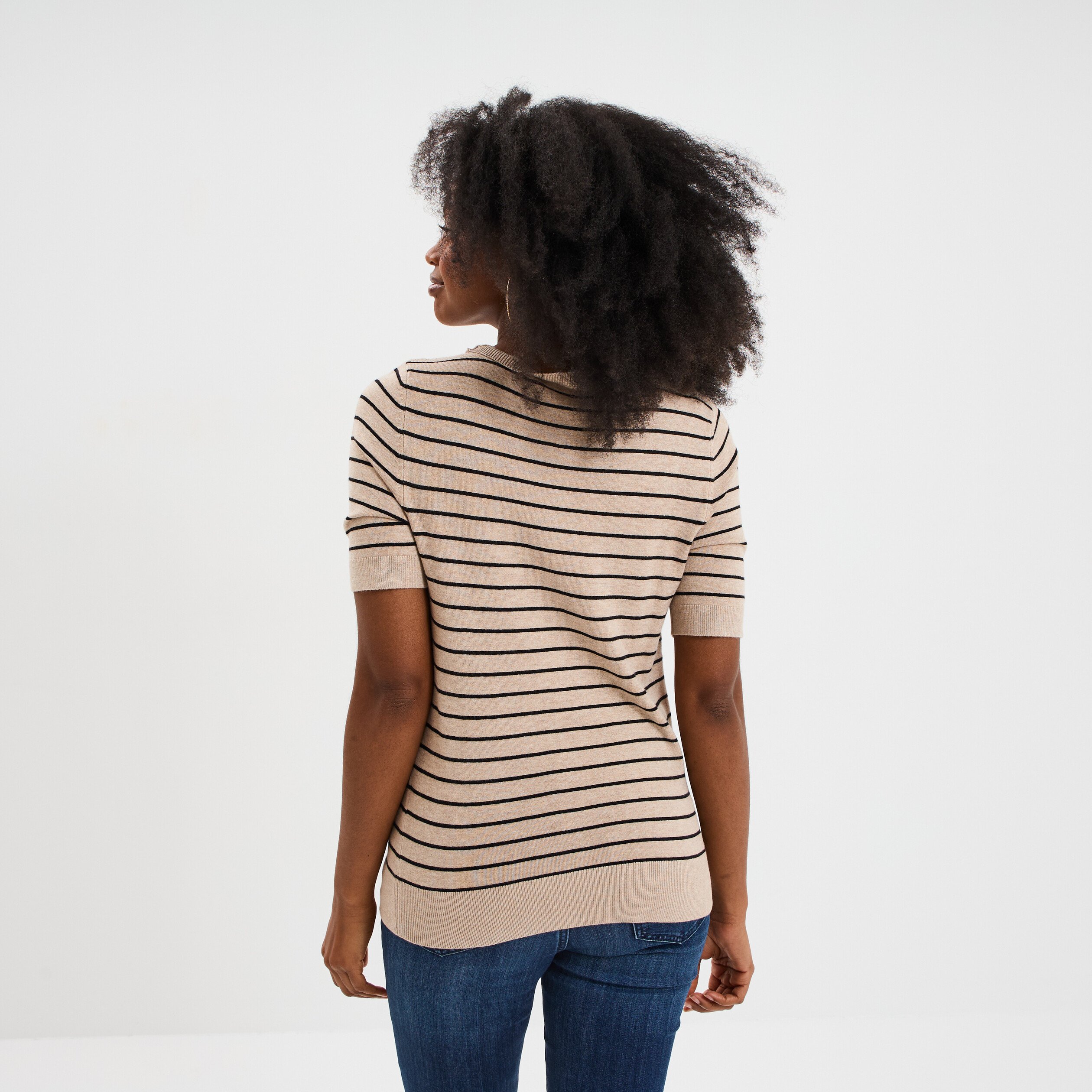 pull manches courtes col rond beige femme Pull manches courtes col rond beige femme