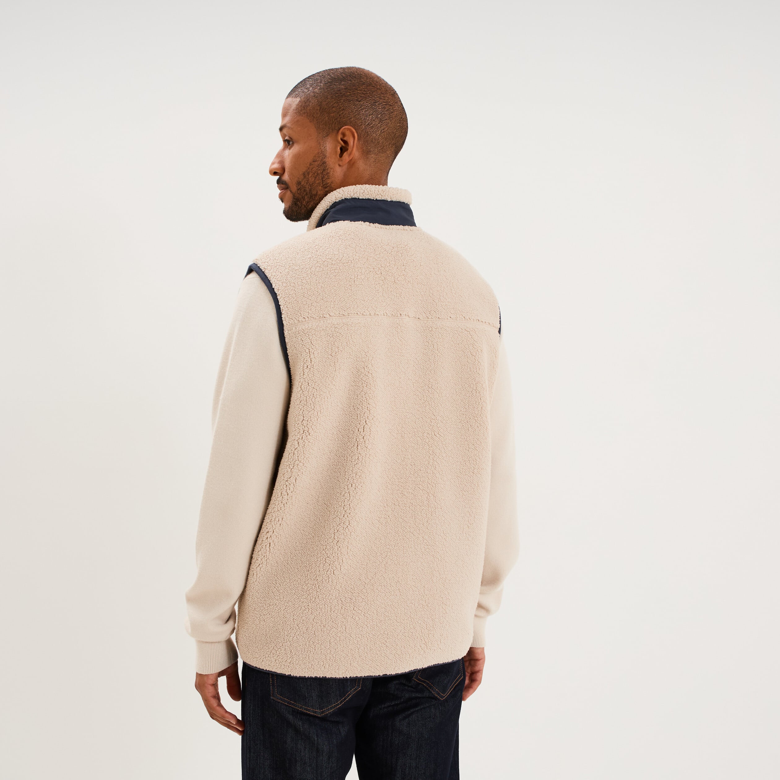 Gilet effet polaire sans manches beige homme