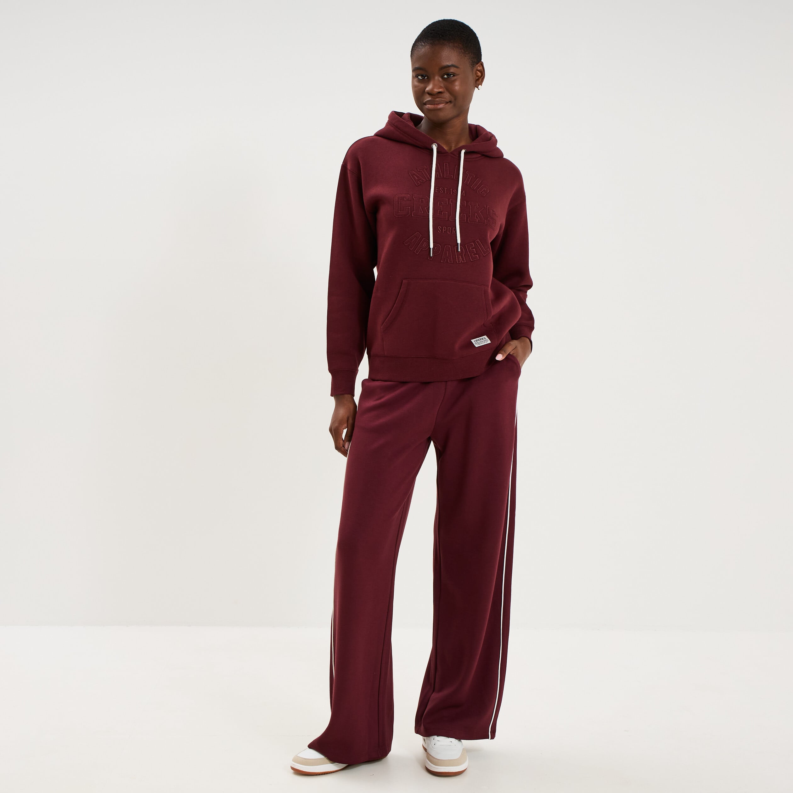 Pantalon de jogging large molletonn&eacute; violet fonc&eacute; femme
