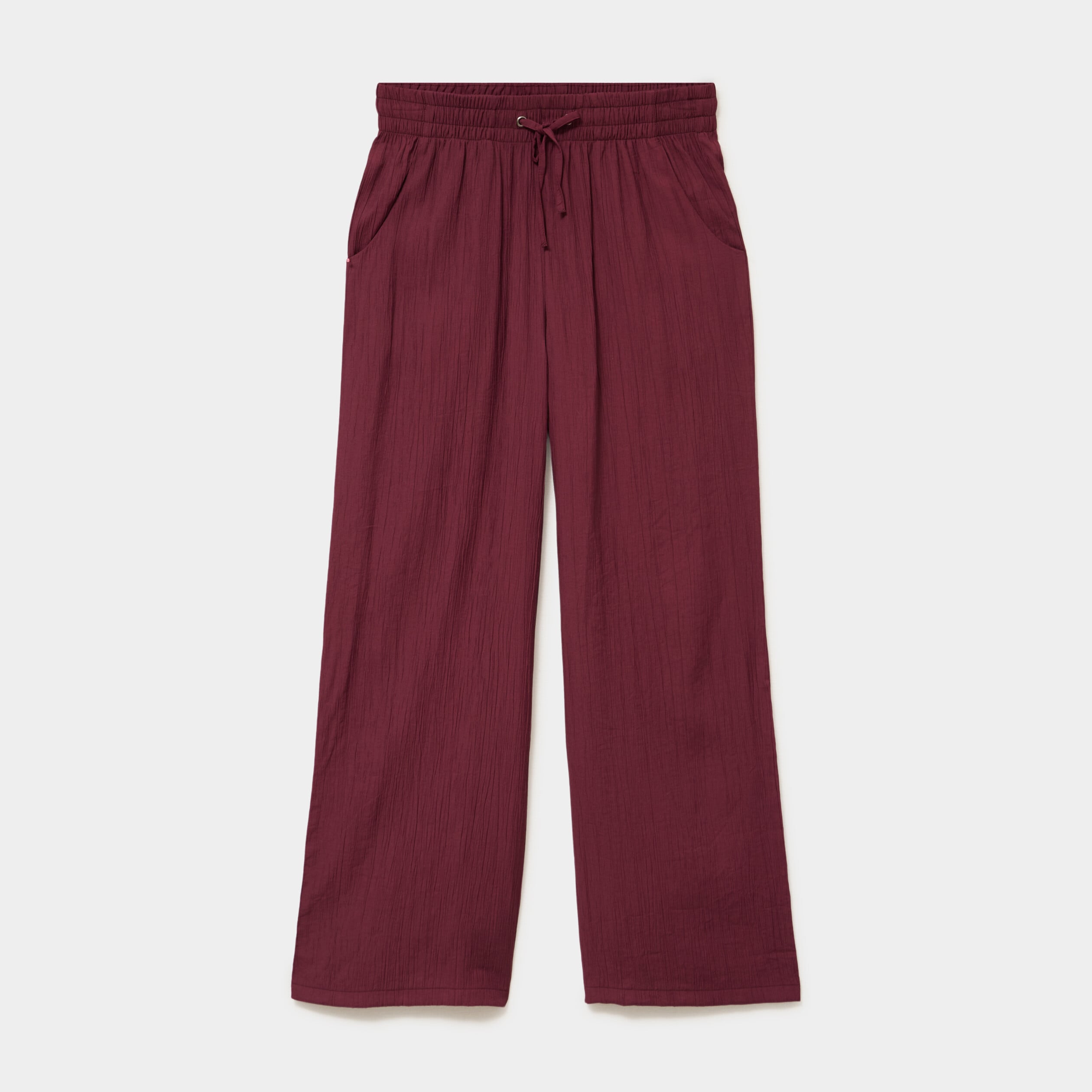 Pantalon large fluide taille &eacute;lastiqu&eacute;e bordeaux femme