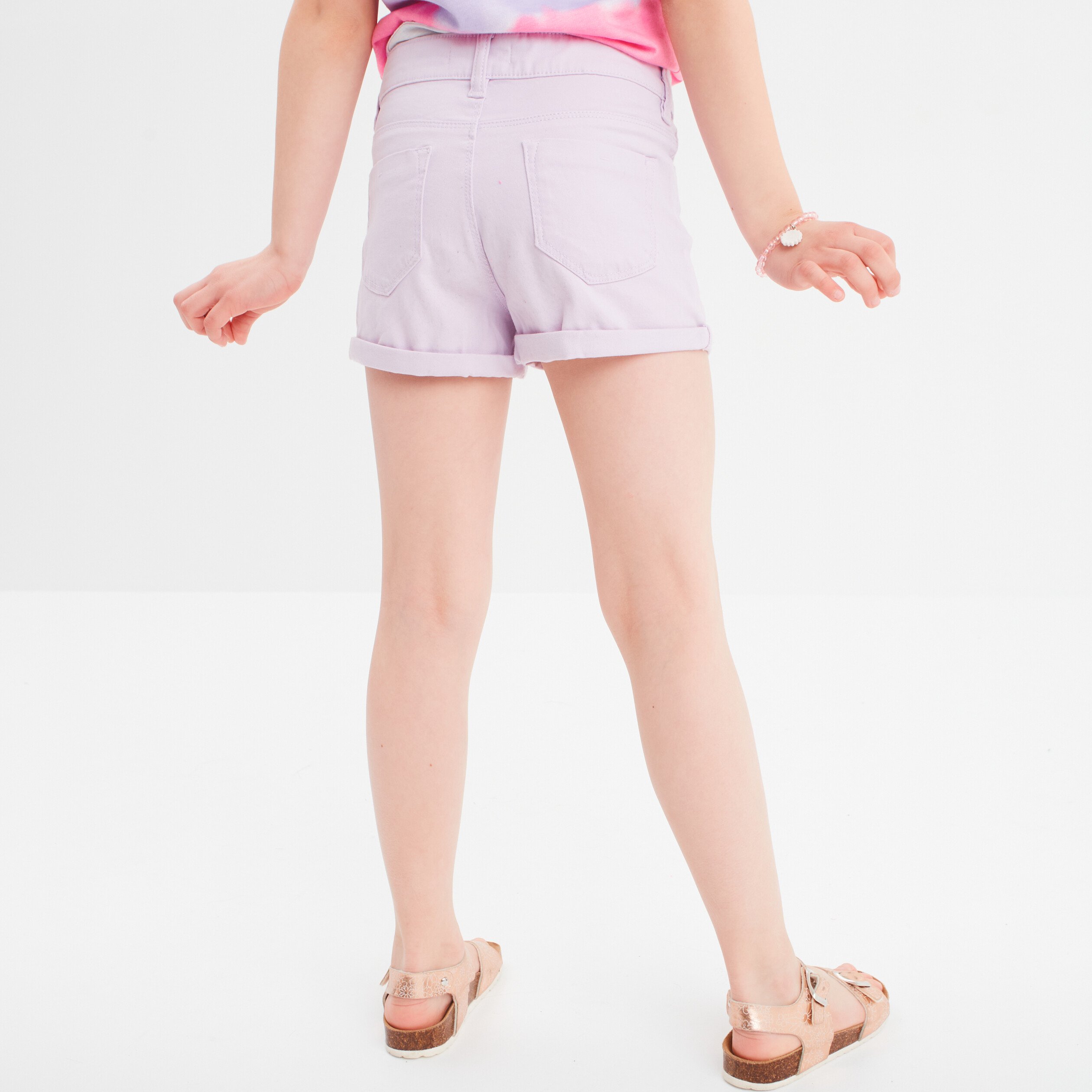 short ajuste en twill parme fille Short ajusté en twill parme fille