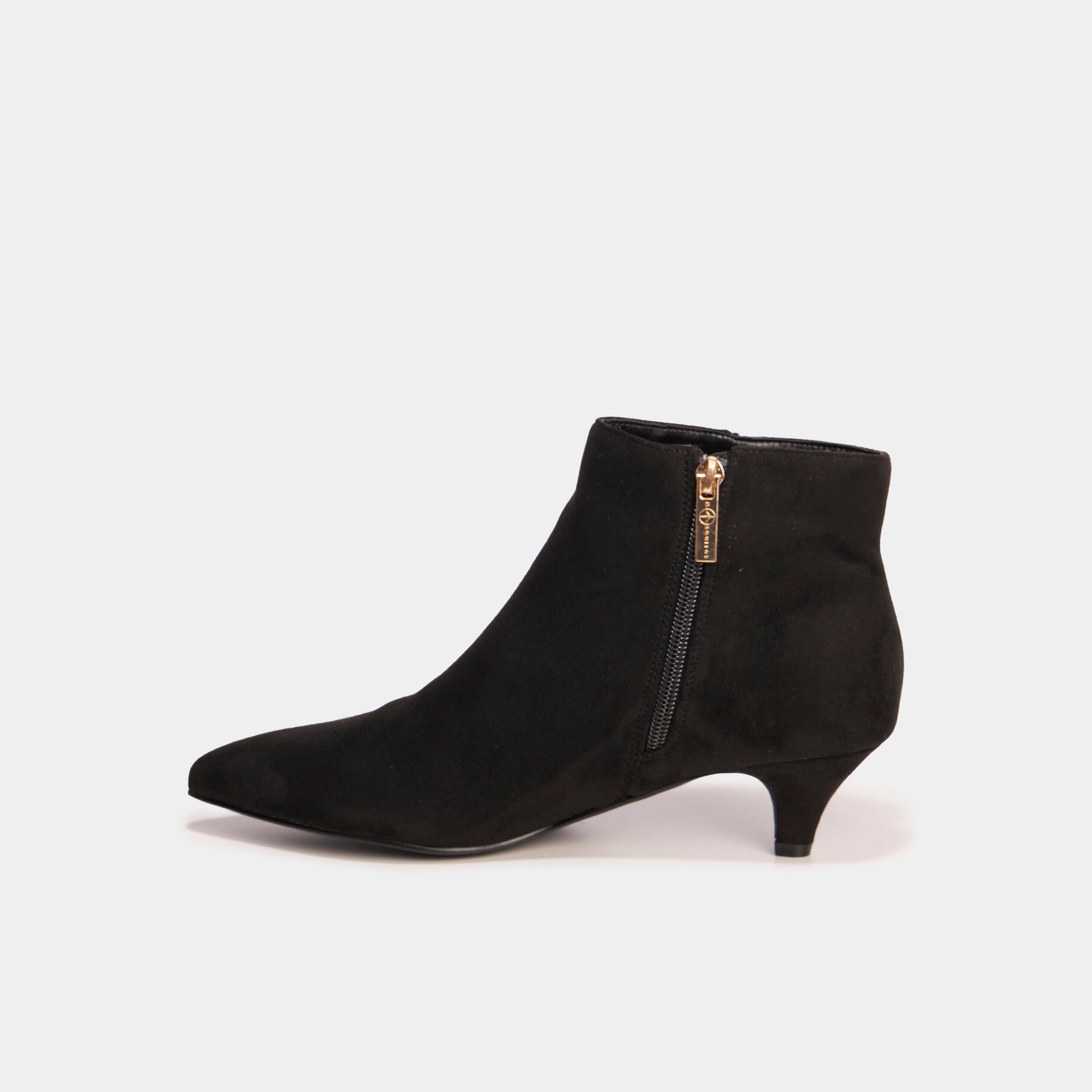 Boots effet su&eacute;dine kitten heels noir femme