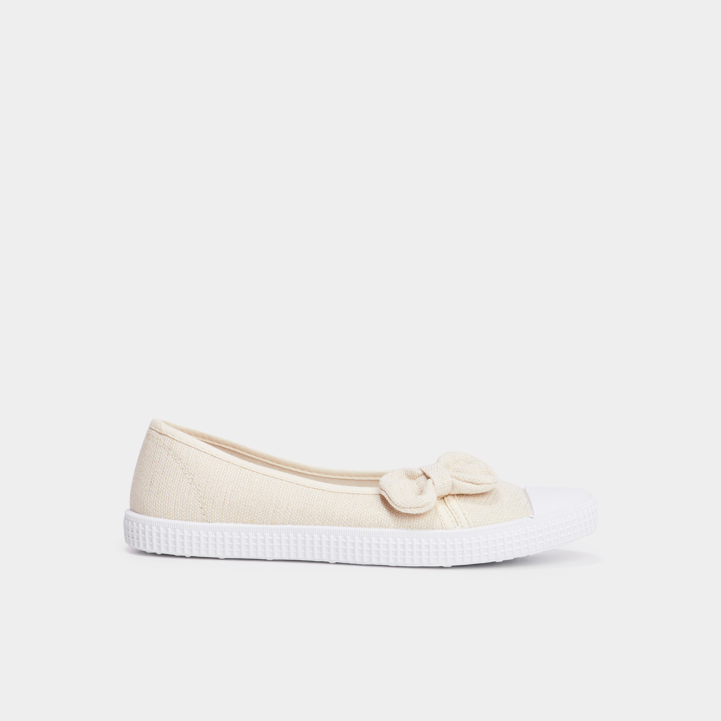 ballerines en toile avec noeuds sable femme Ballerines en toile avec noeuds sable femme