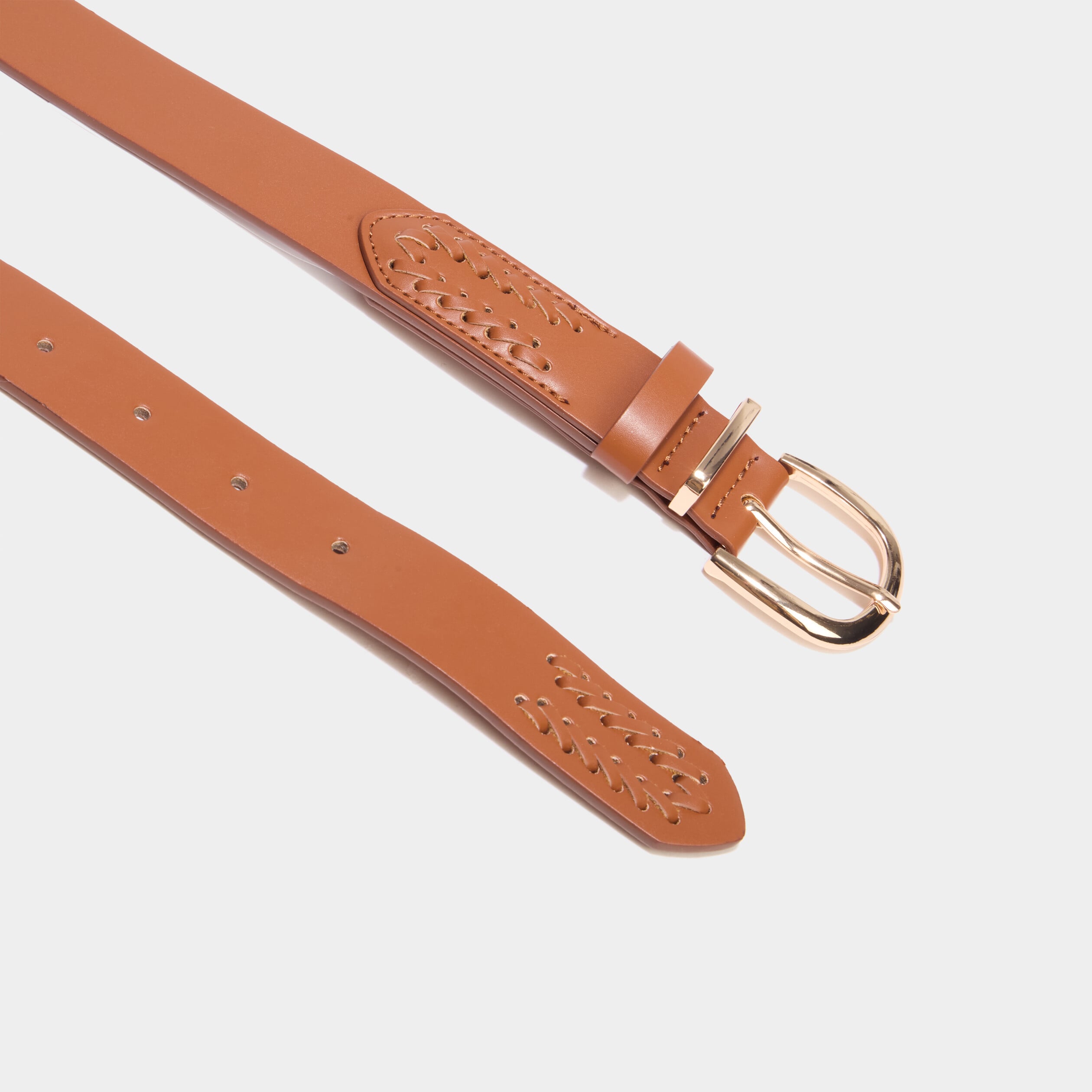 Ceinture avec d&eacute;tails tress&eacute;s camel femme