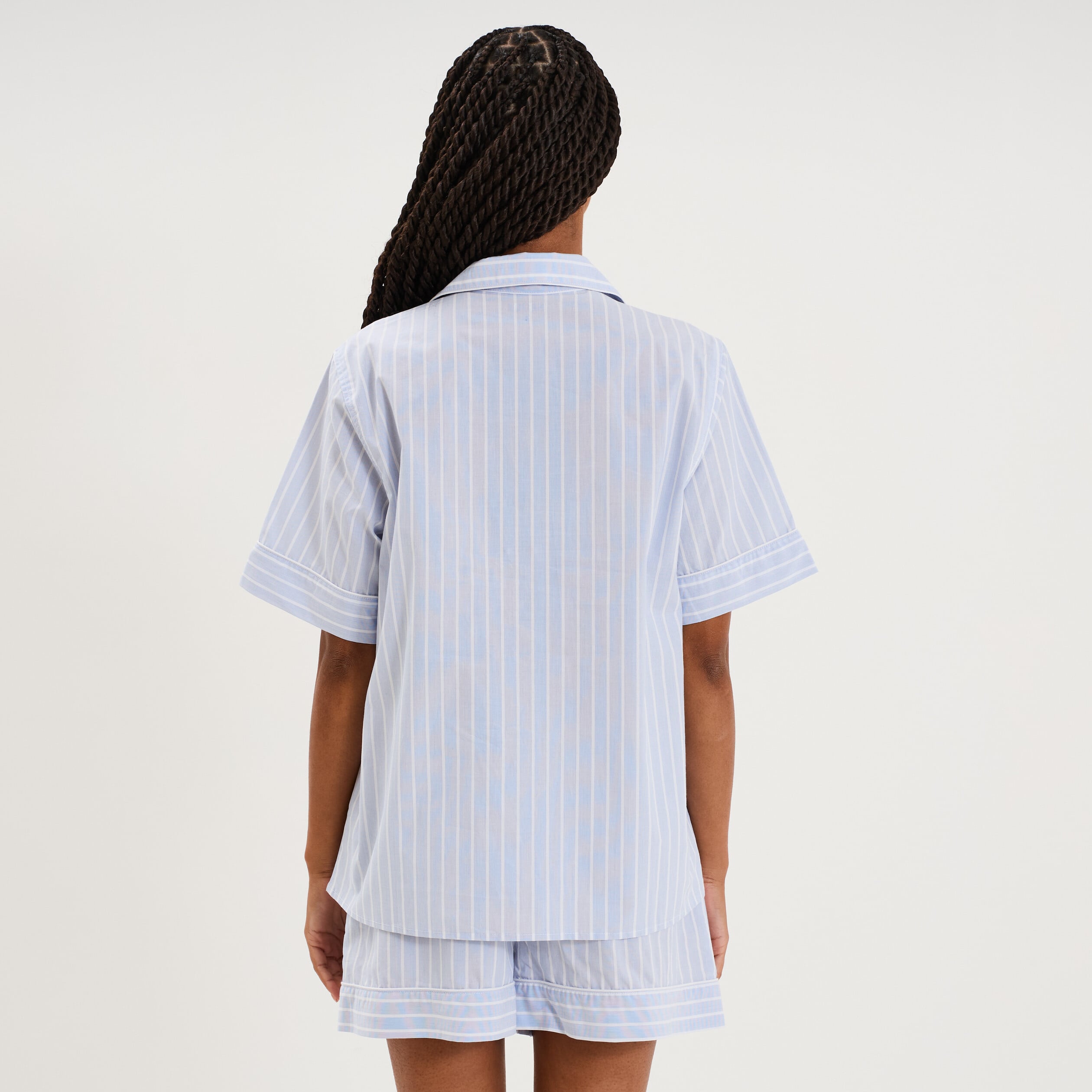 Ensemble pyjama chemise et short ecru femme