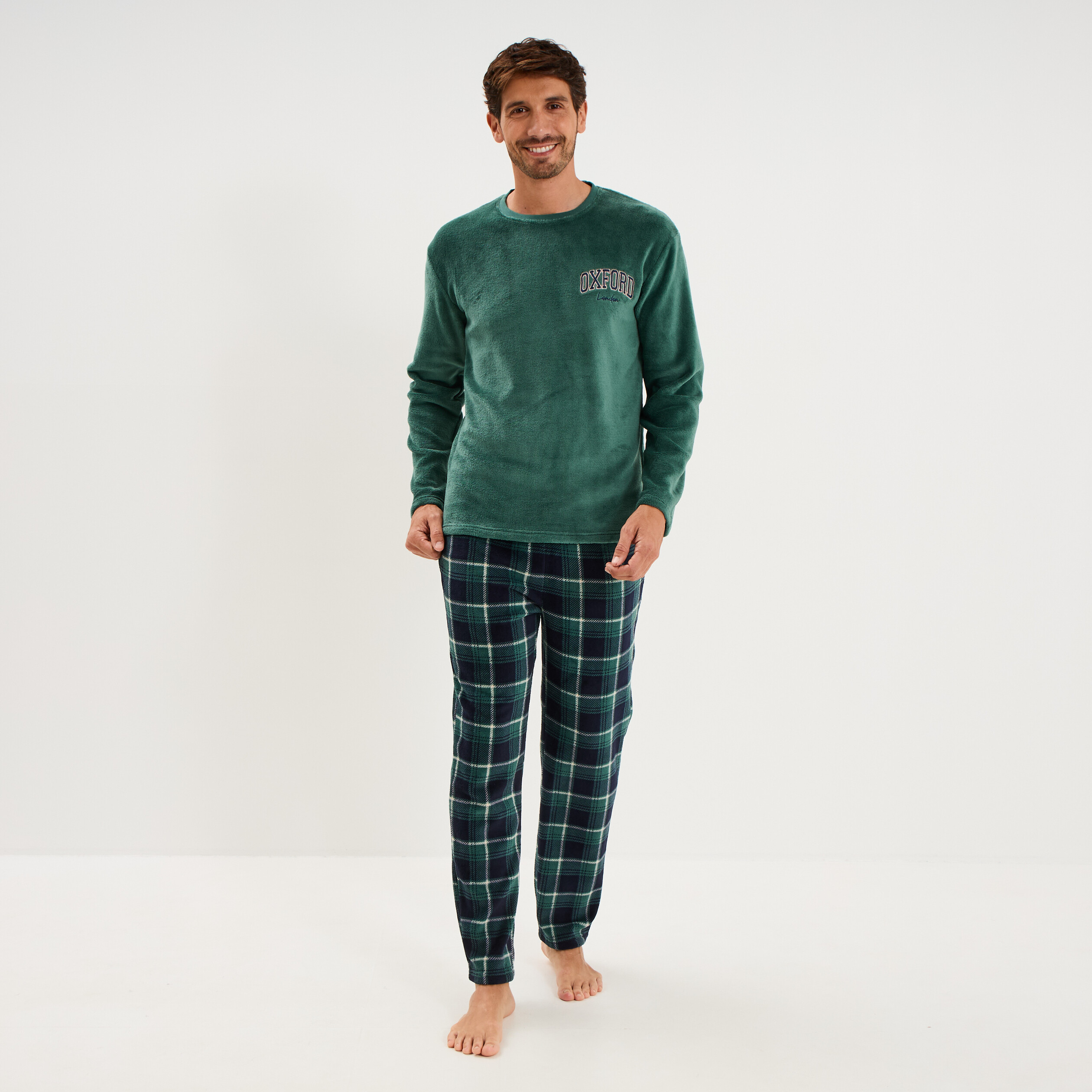 Ensemble pyjama velours avec pantalon vert homme