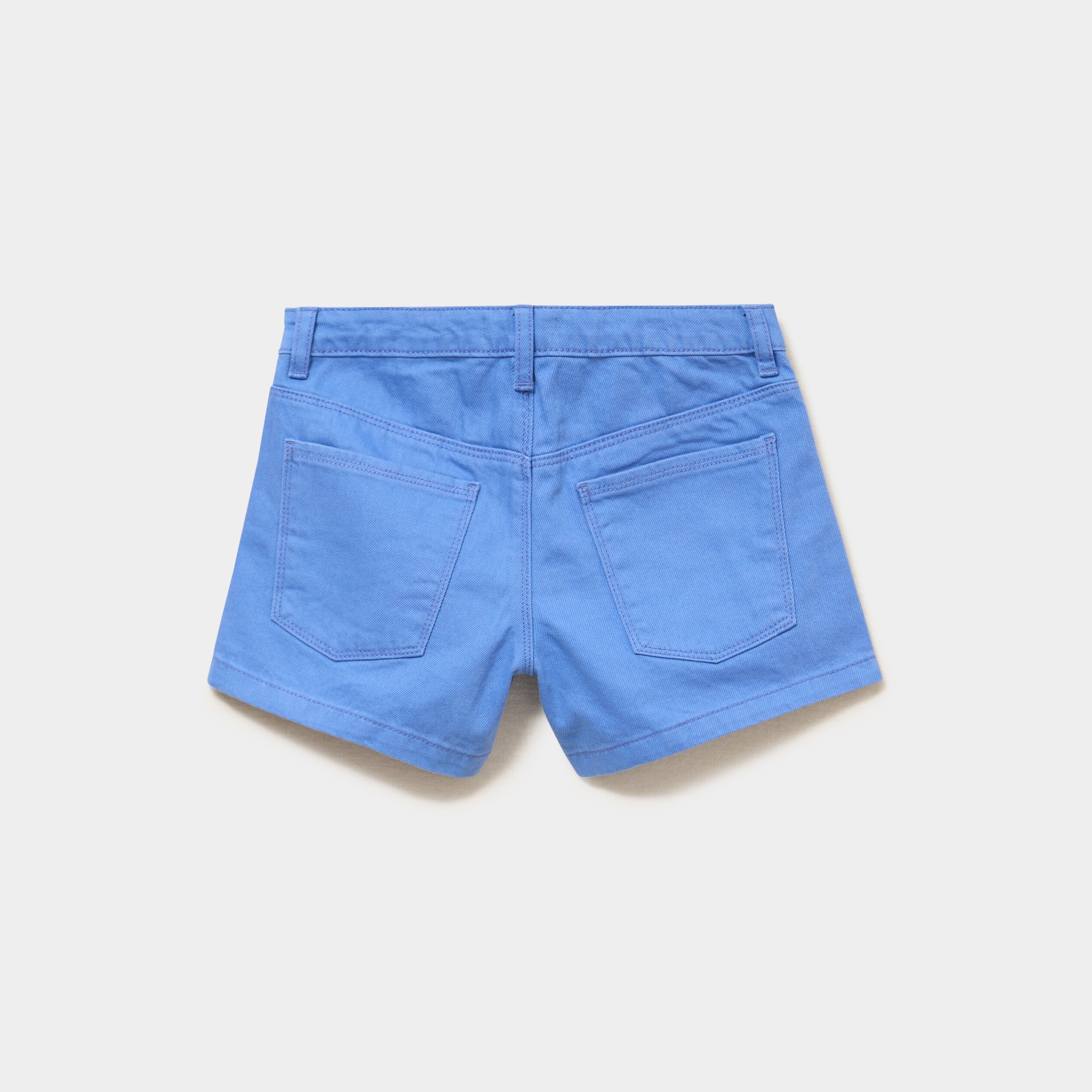Short droit en coton taille ajustable bleu electrique fille