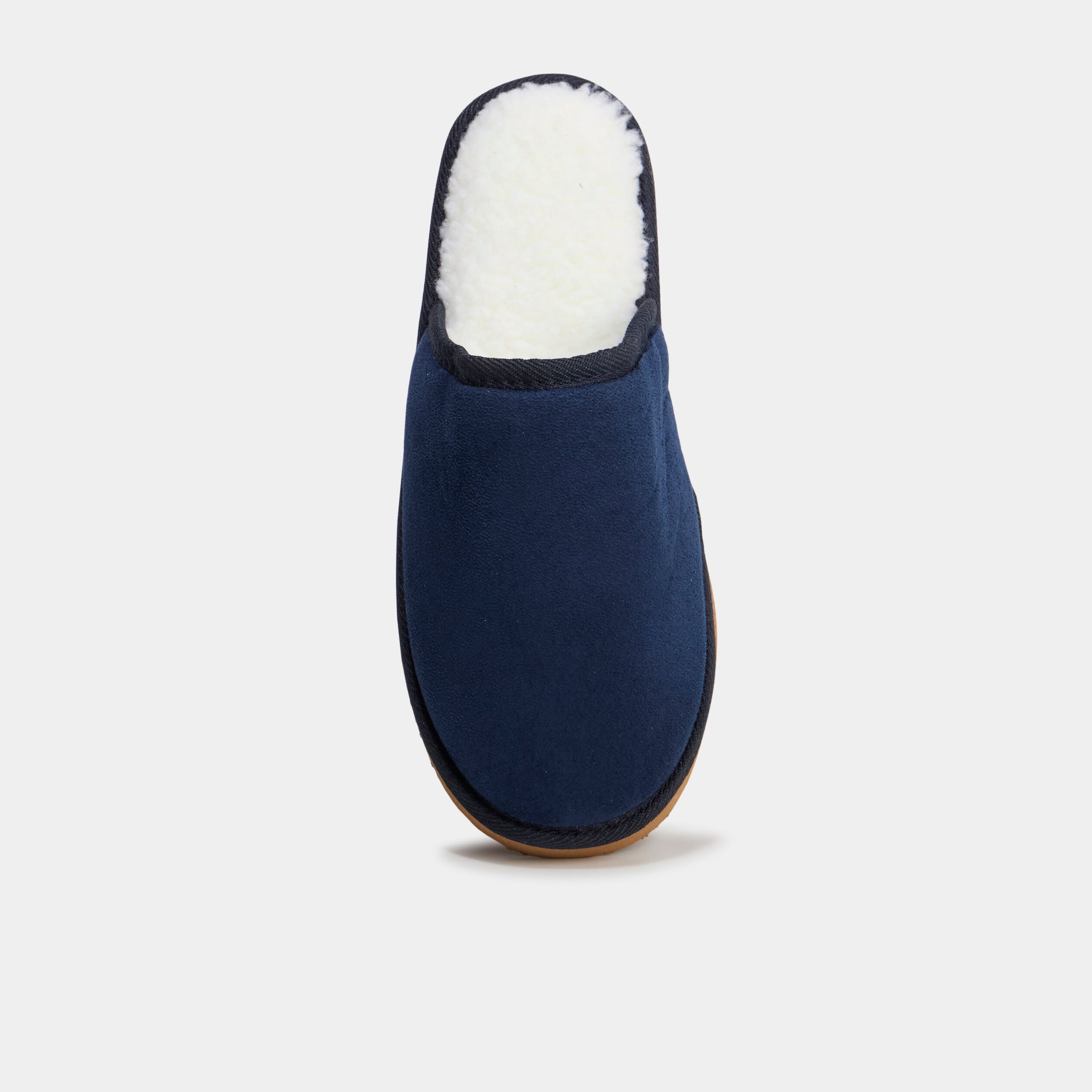 Chaussons mules doublure effet polaire bleu marine homme
