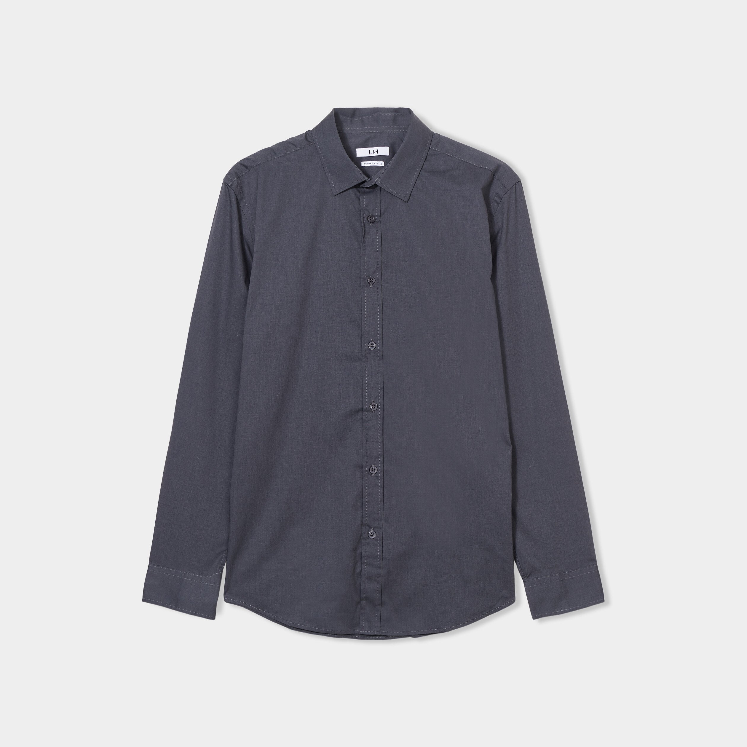 chemise stretch manches longues gris homme Chemise stretch manches longues gris homme