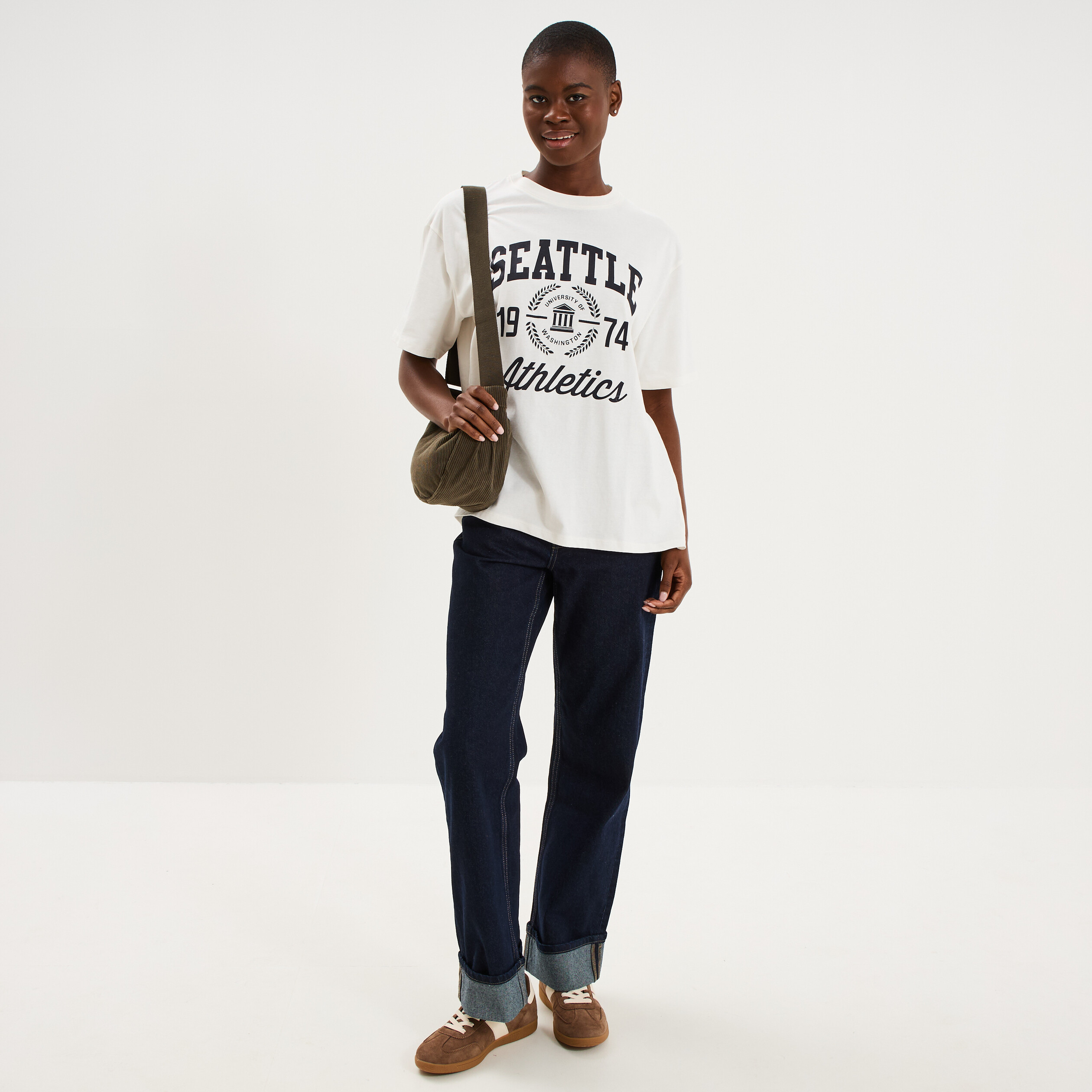 T-shirt oversize manches courtes coton blanc femme