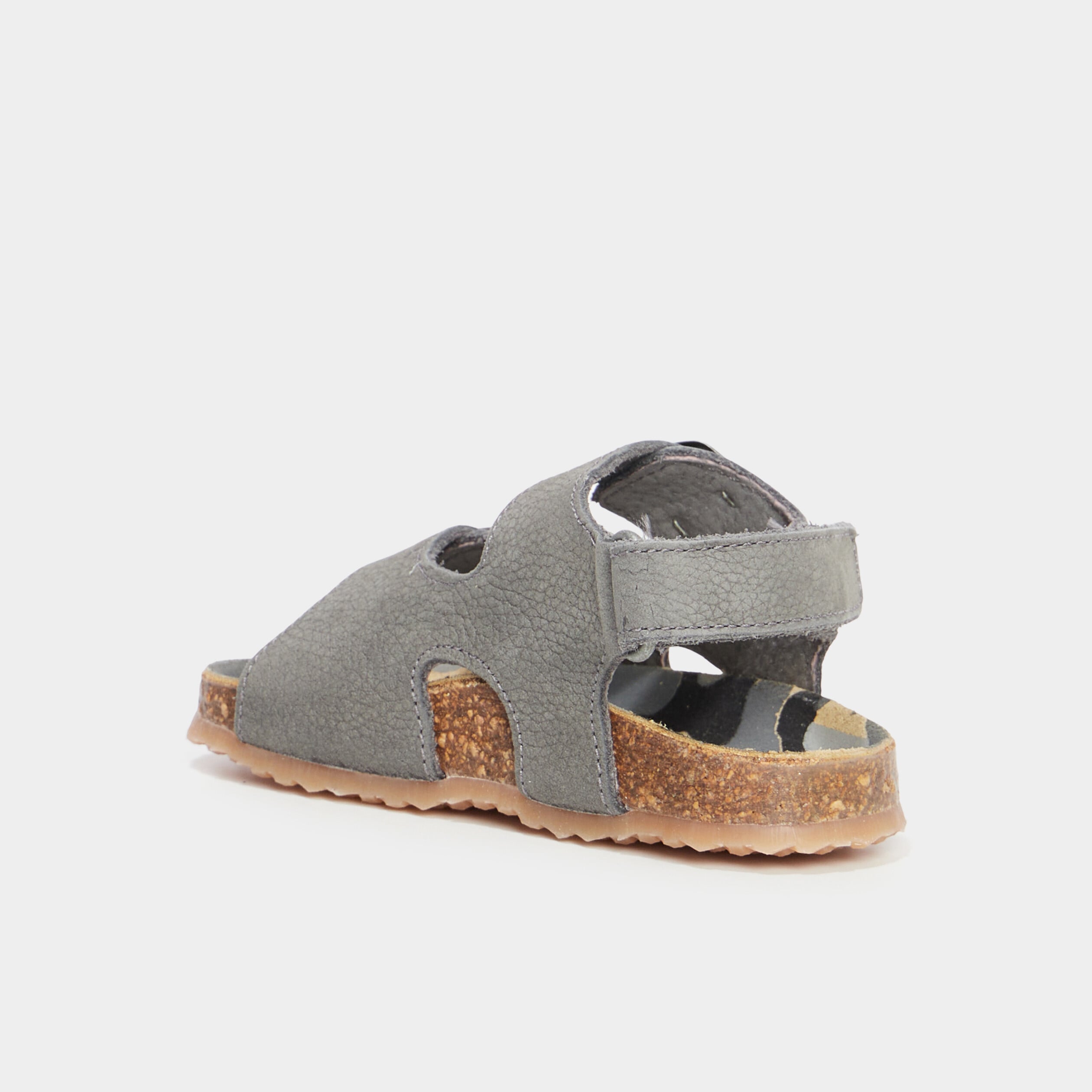 Sandales cuir boucles et scratchs Creeks gris b&eacute;b&eacute; gar&ccedil;on