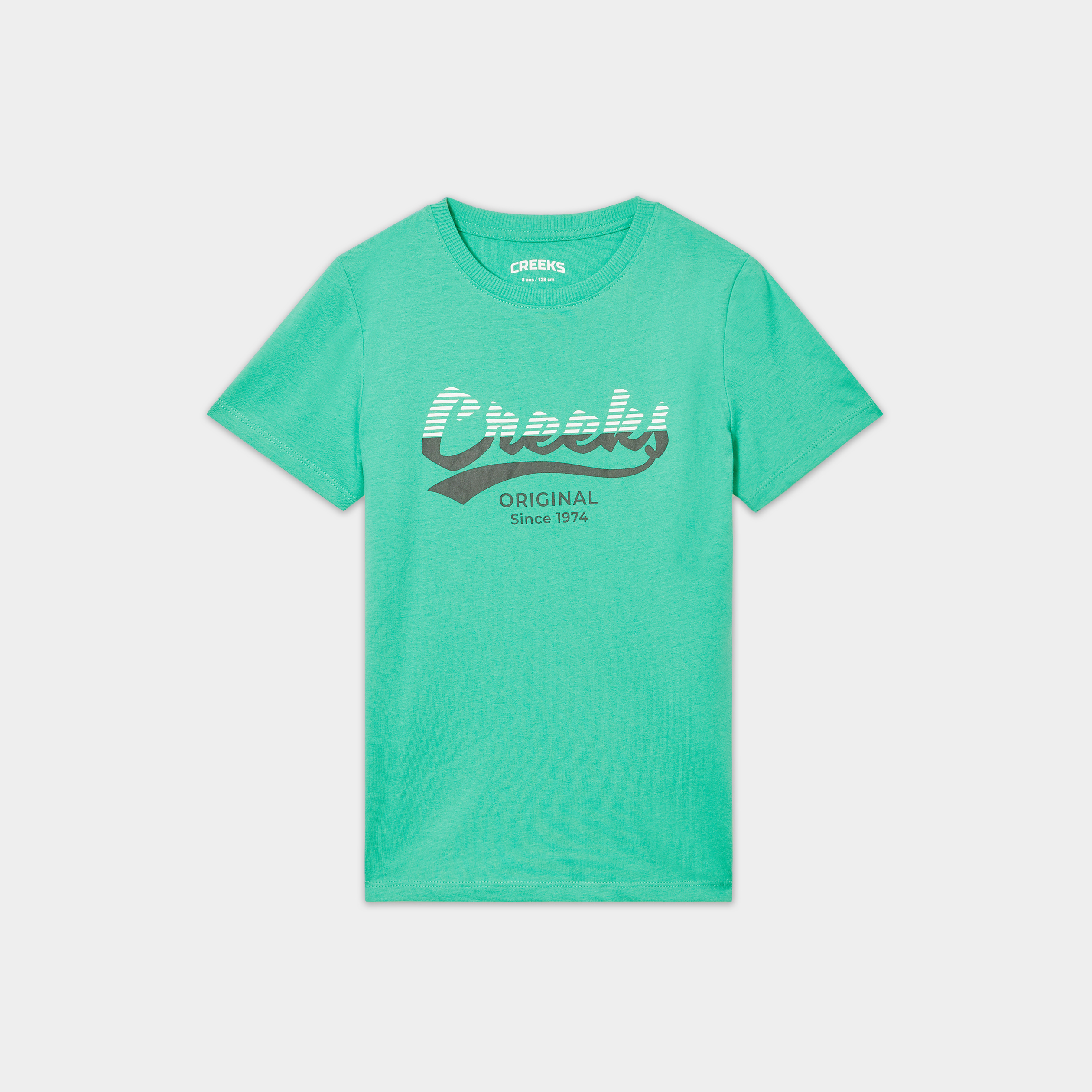 T-shirt col rond manches courtes Creeks vert garçon