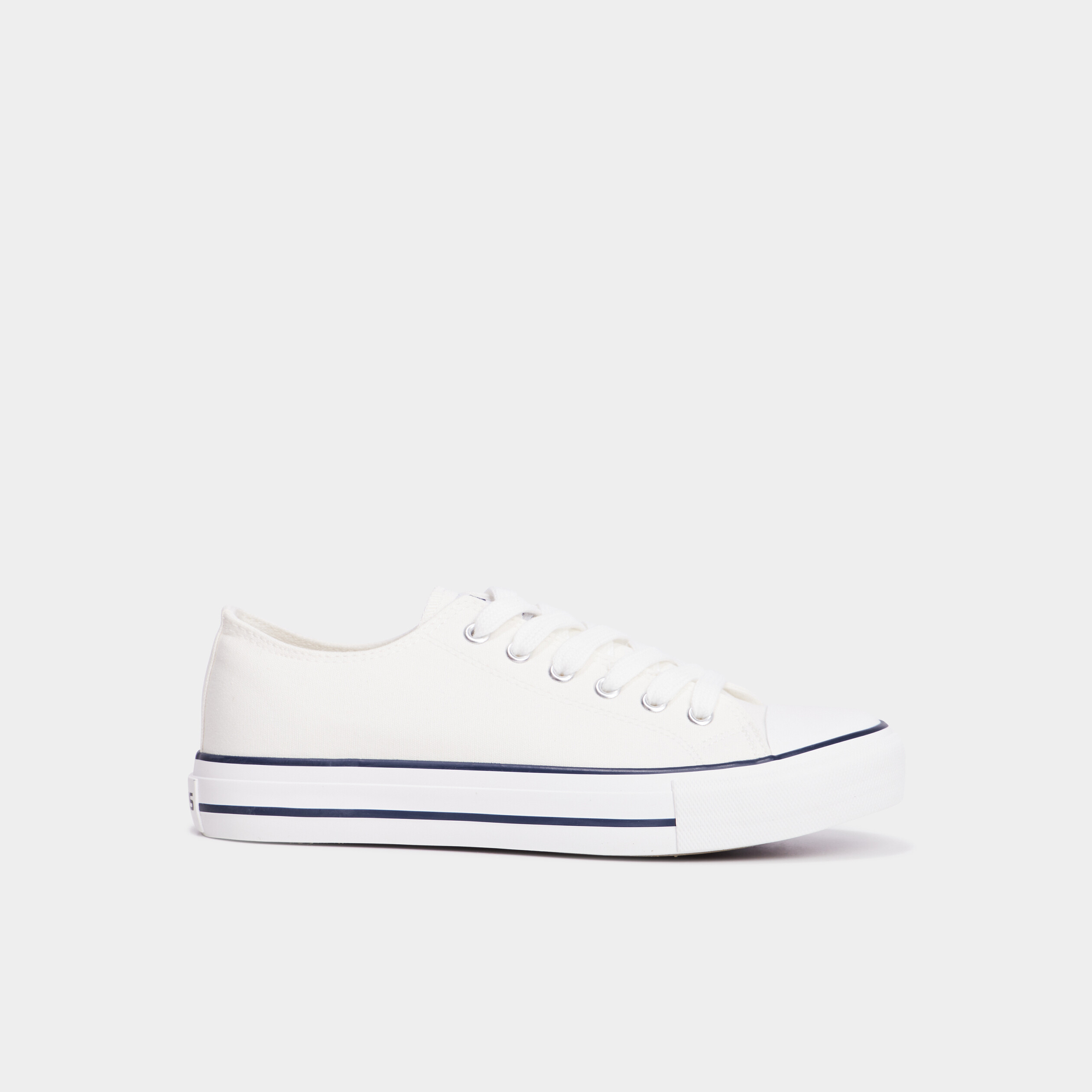 Tennis en toile &agrave; lacets blanc femme