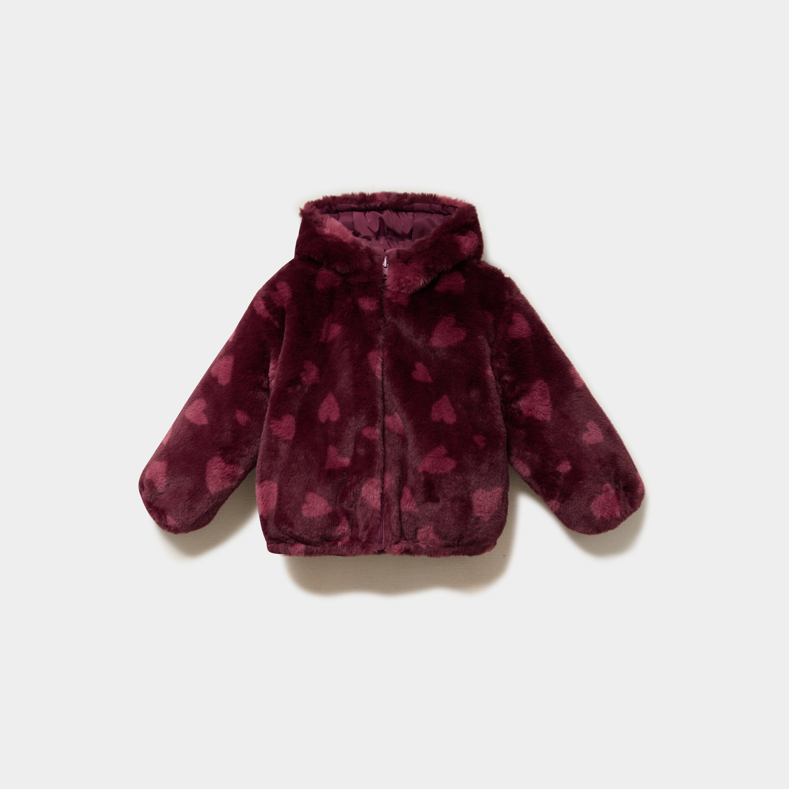 Veste r&eacute;versible &agrave; capuche bordeaux fille