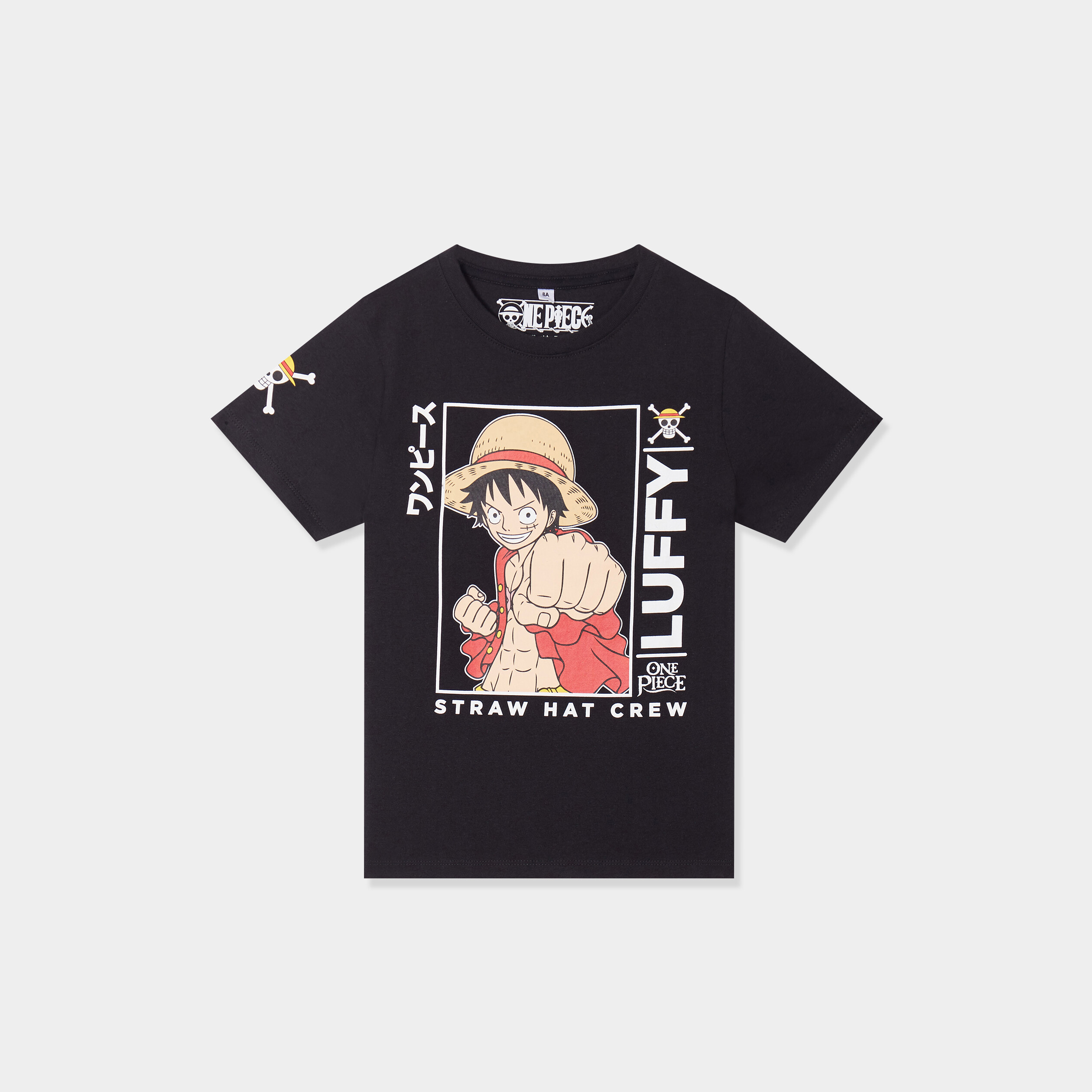 t shirt manches courtes one piece luffy noir garcon T-shirt manches courtes One Piece Luffy noir garçon