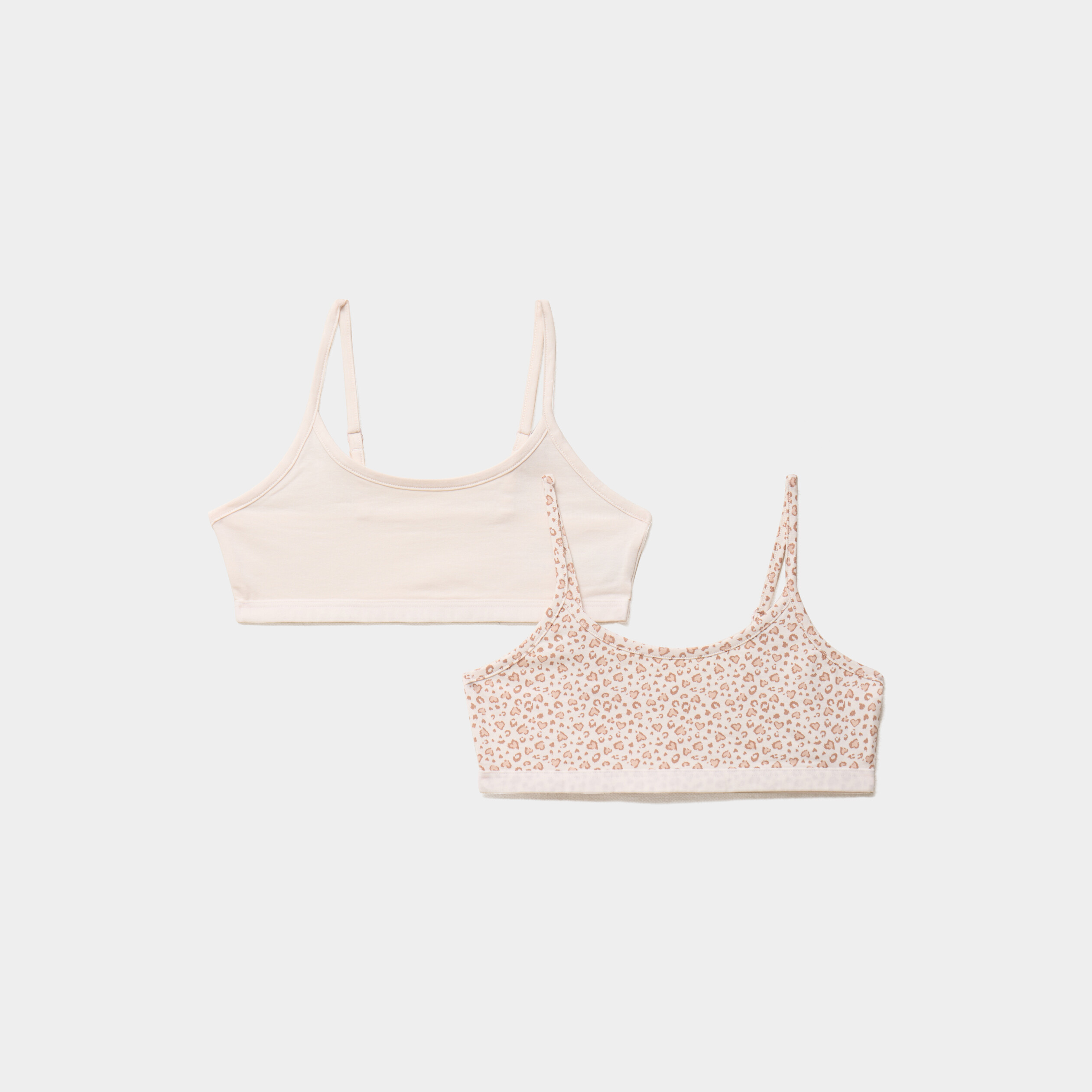 Lot 2 brassi&egrave;res coton stretch ecru fille
