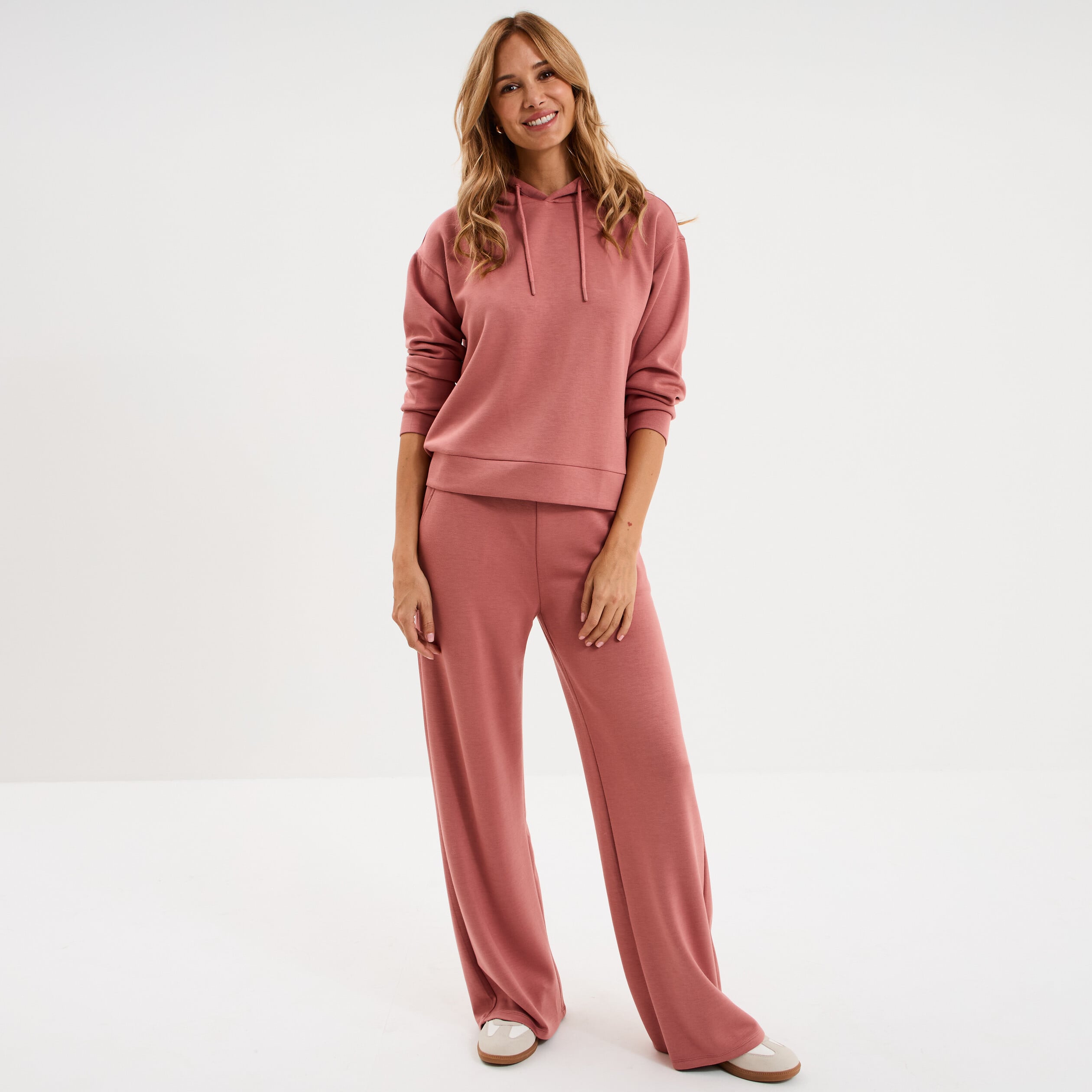 Pantalon de jogging large &eacute;lastiqu&eacute; vieux rose femme