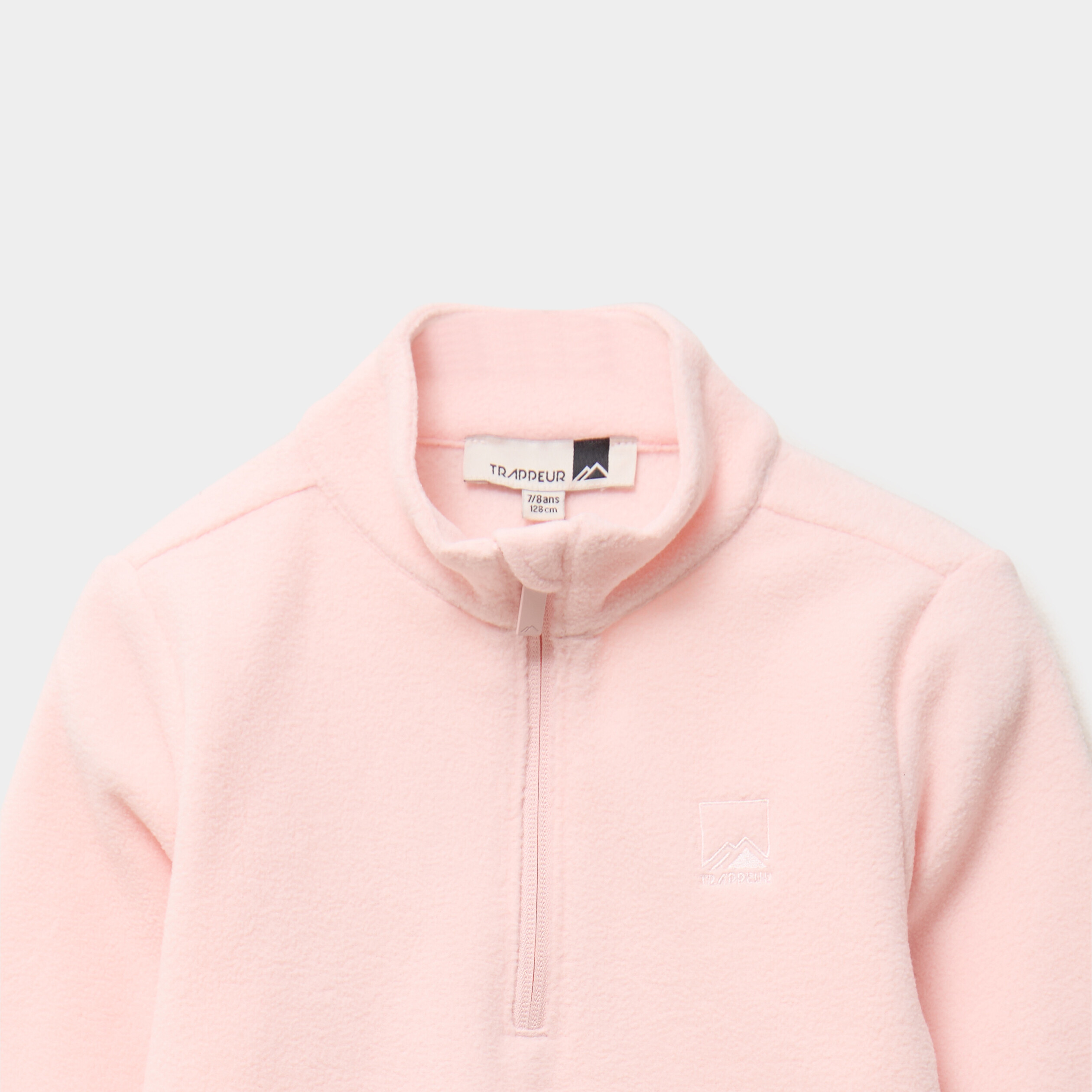 Sweat polaire col camionneur rose clair fille