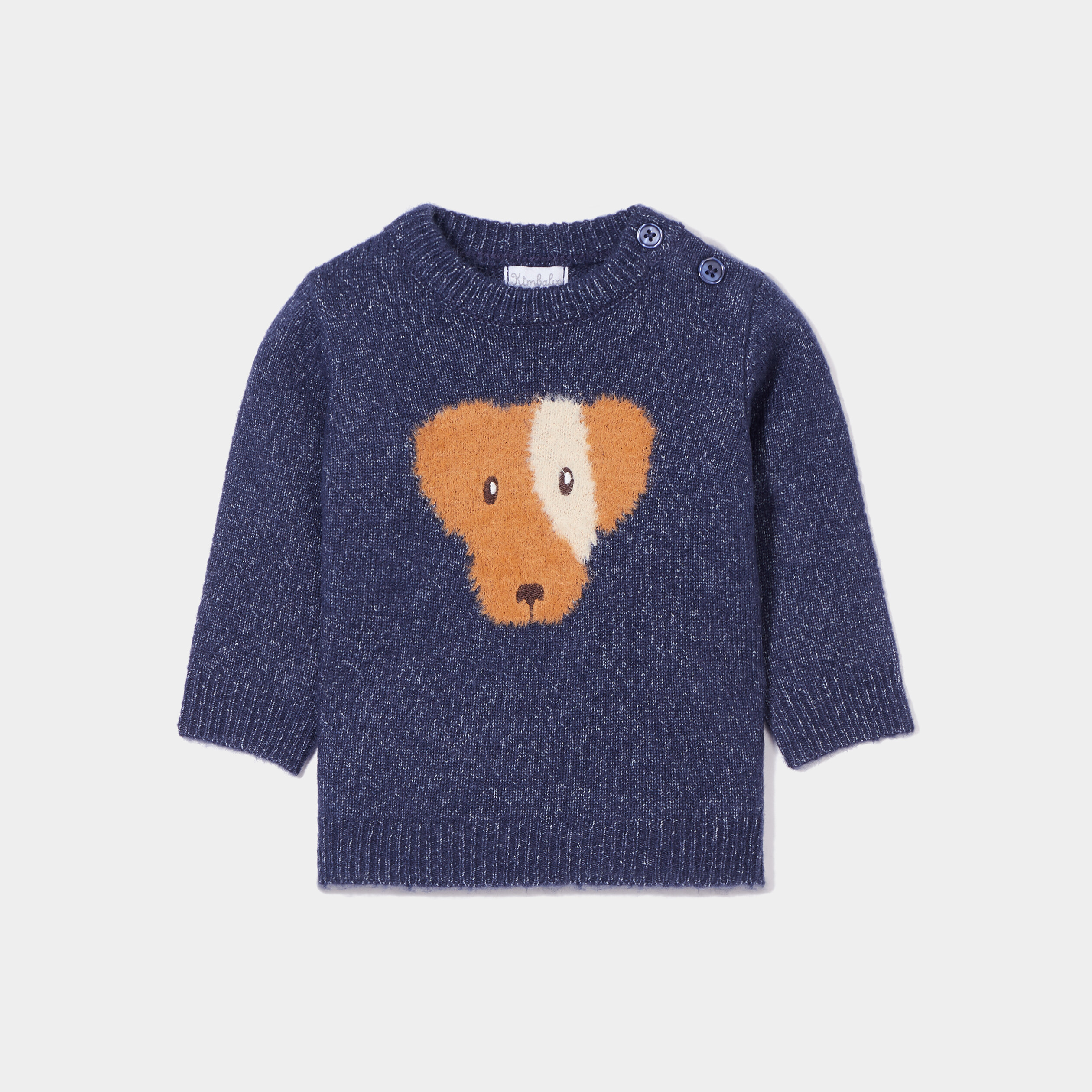 pull droit epaule boutonnee kimbaloo bleu marine bebeg Pull droit épaule boutonnée Kimbaloo bleu marine bébé garçon
