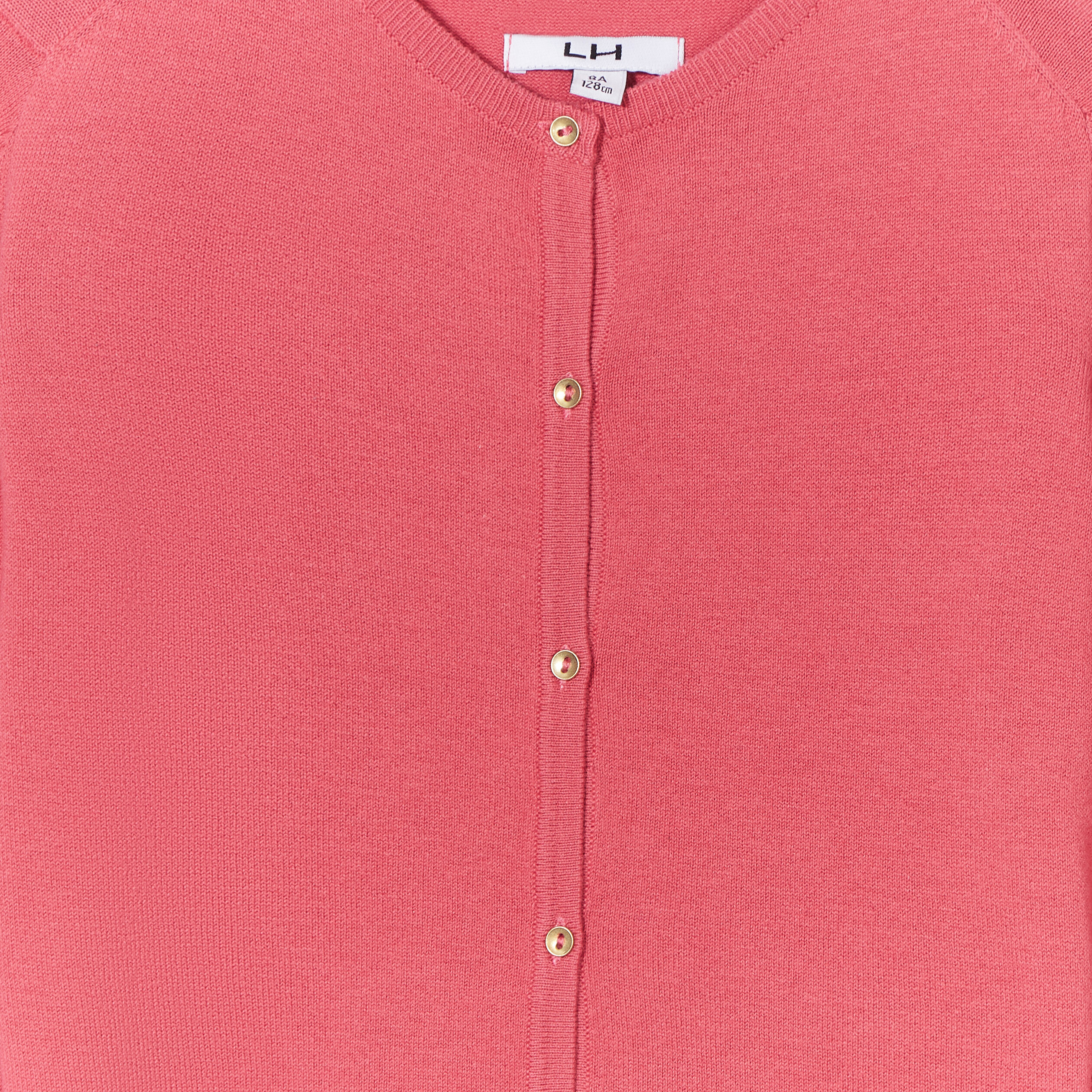 gilet boutonne rose framboise fille Gilet boutonné rose framboise fille