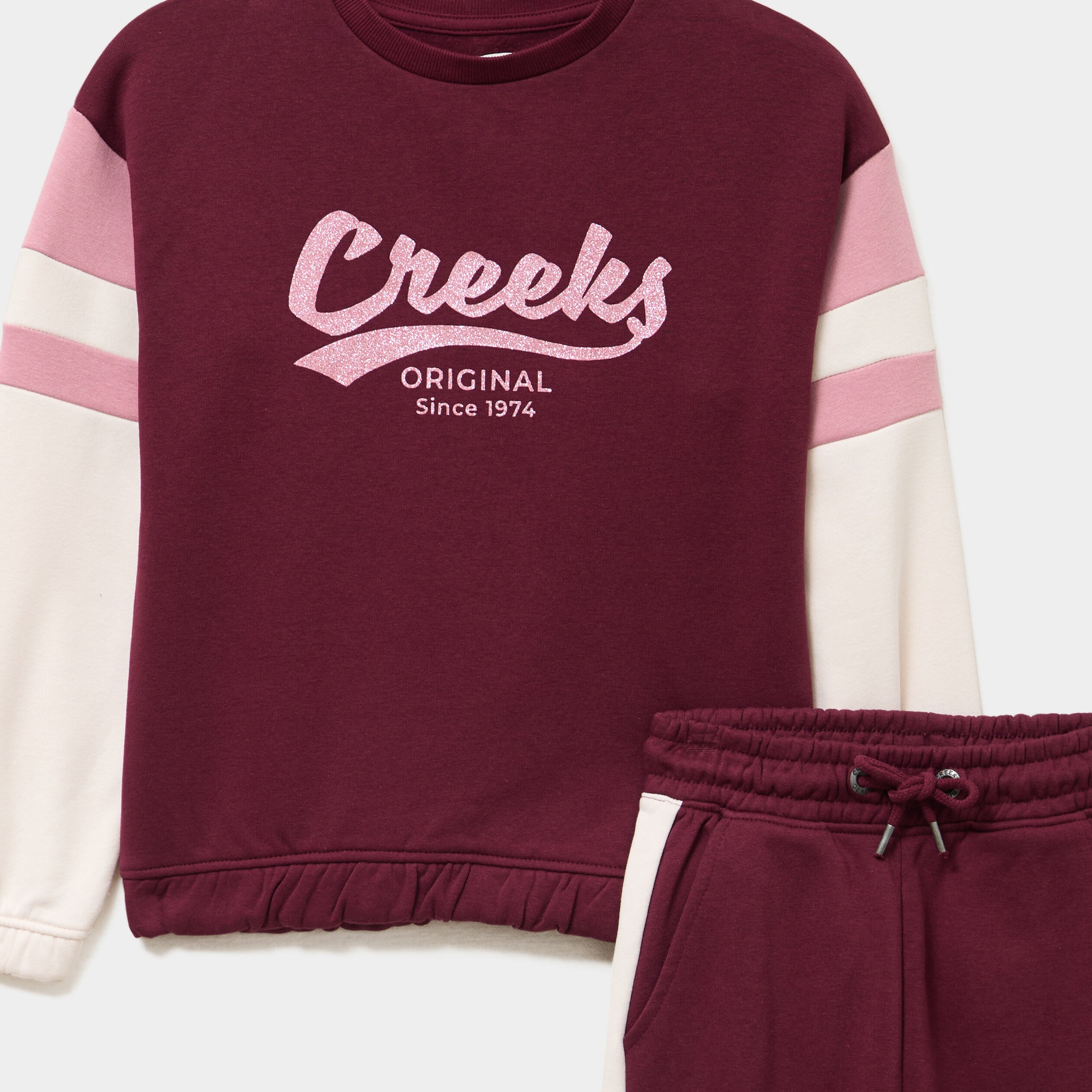 ensemble jogging sweat et pantalon coton bordeaux fille Ensemble jogging sweat et pantalon coton bordeaux fille