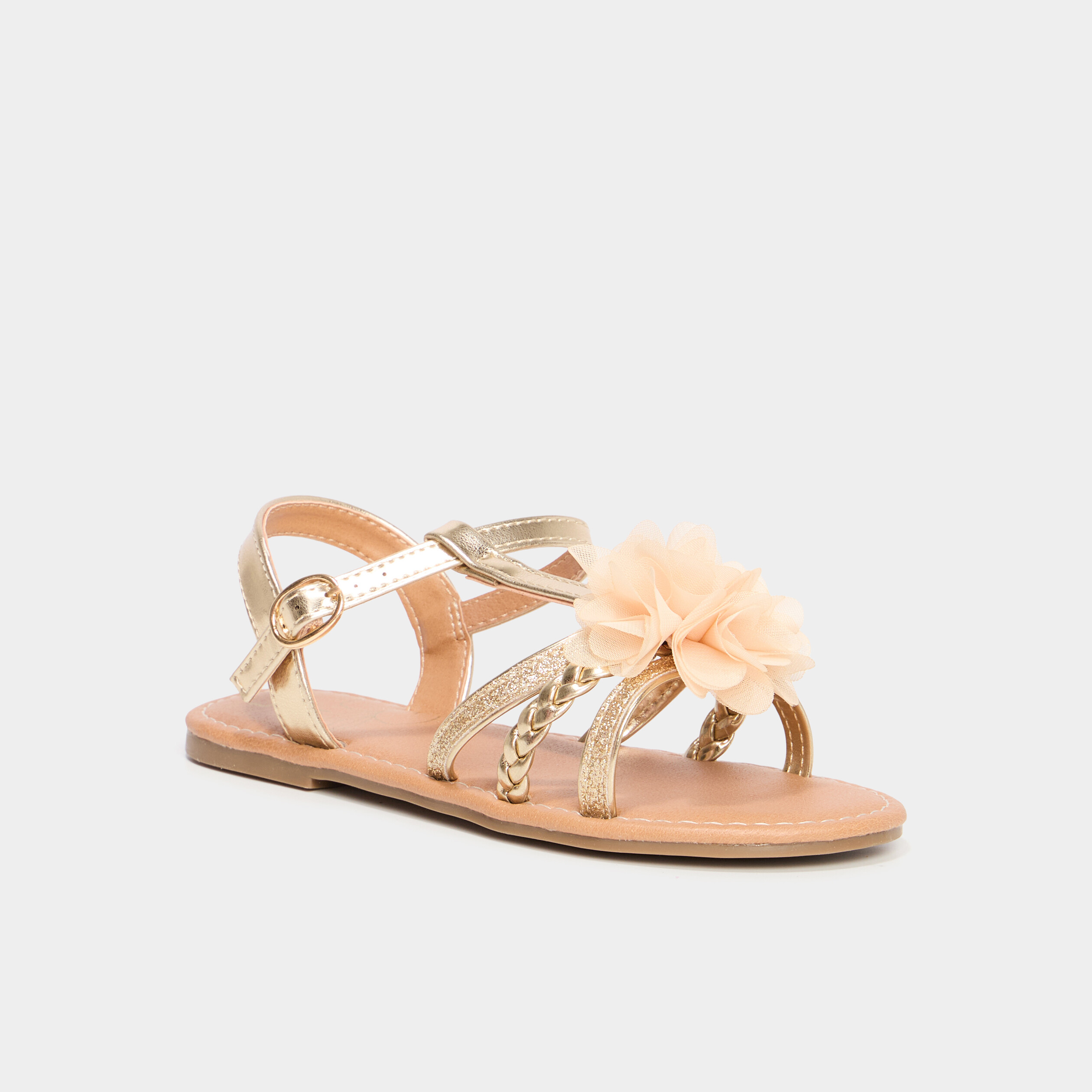 sandales paillettes et fleurs jaune or fille Sandales paillettes et fleurs jaune or fille