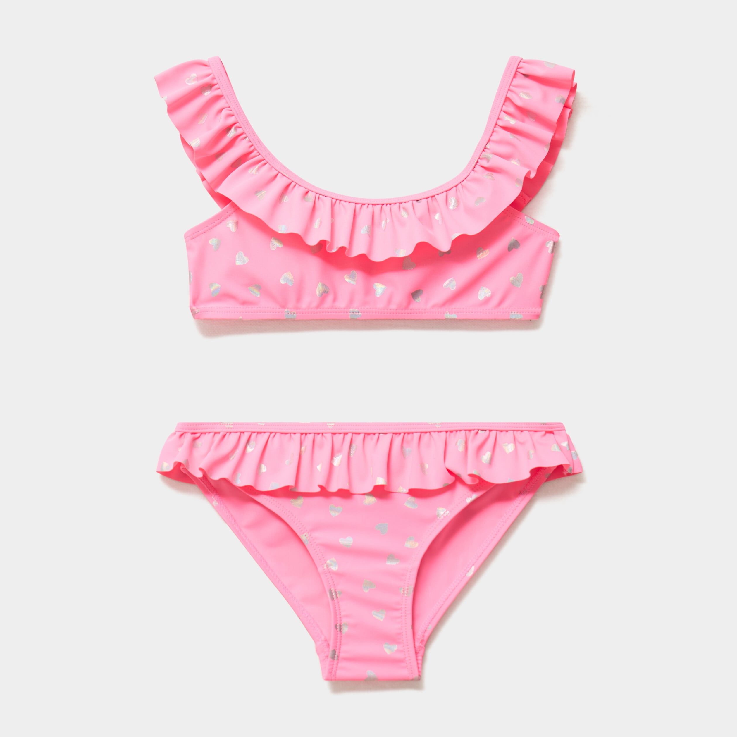 Maillot de bain 2 pi&egrave;ces rose fluo fille