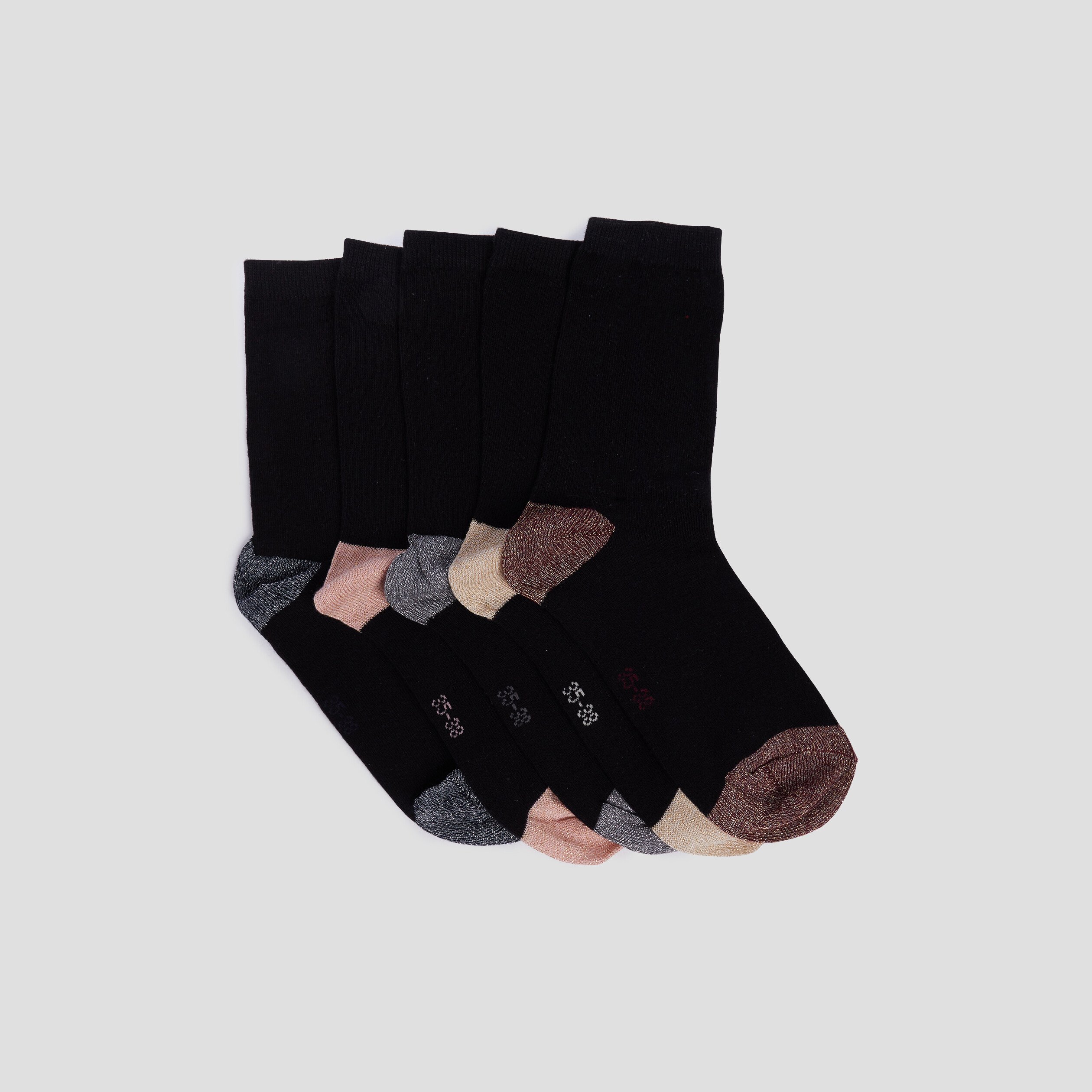 Lot de 5 paires de chaussettes unies noir femme
