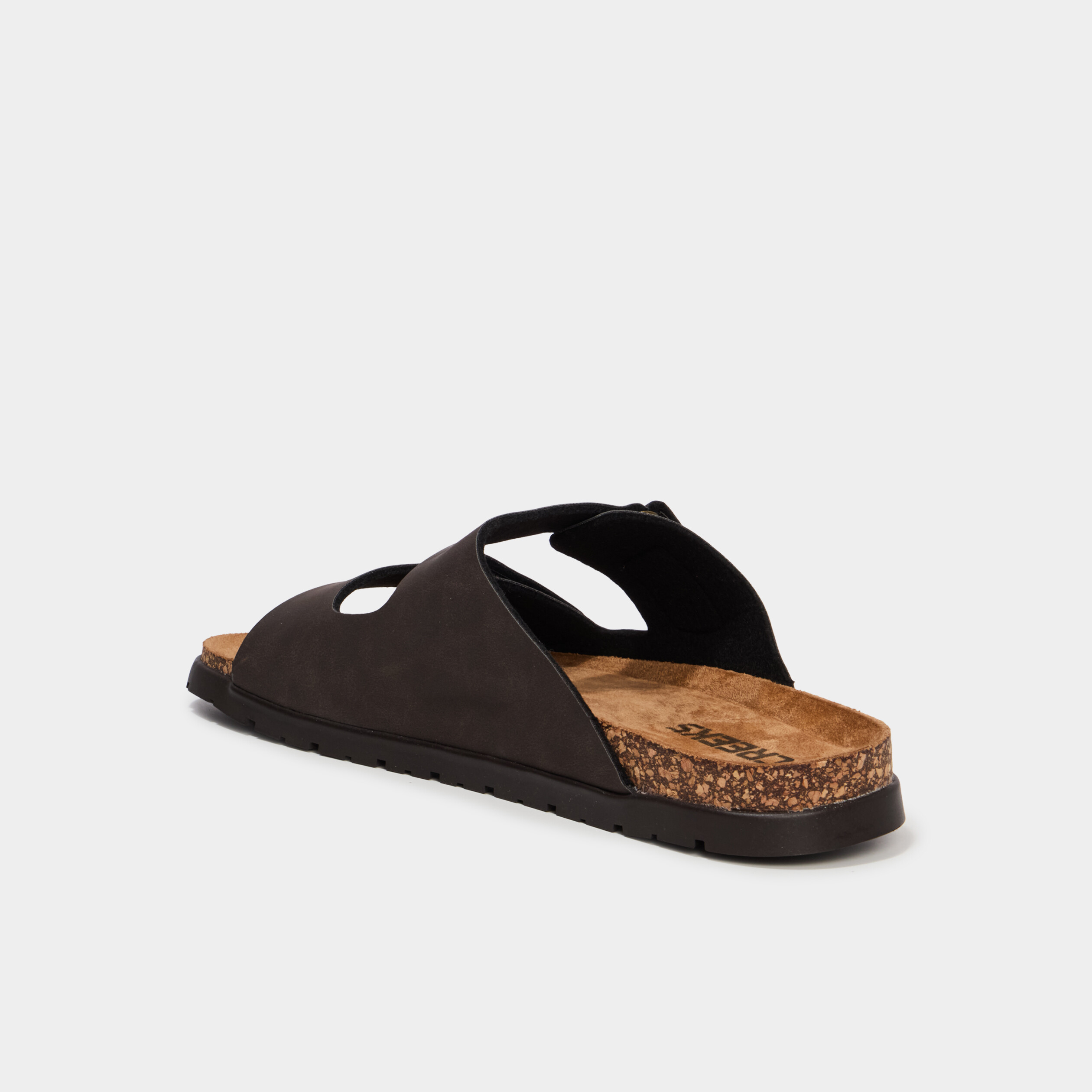 Mules double brides &agrave; scratchs marron homme