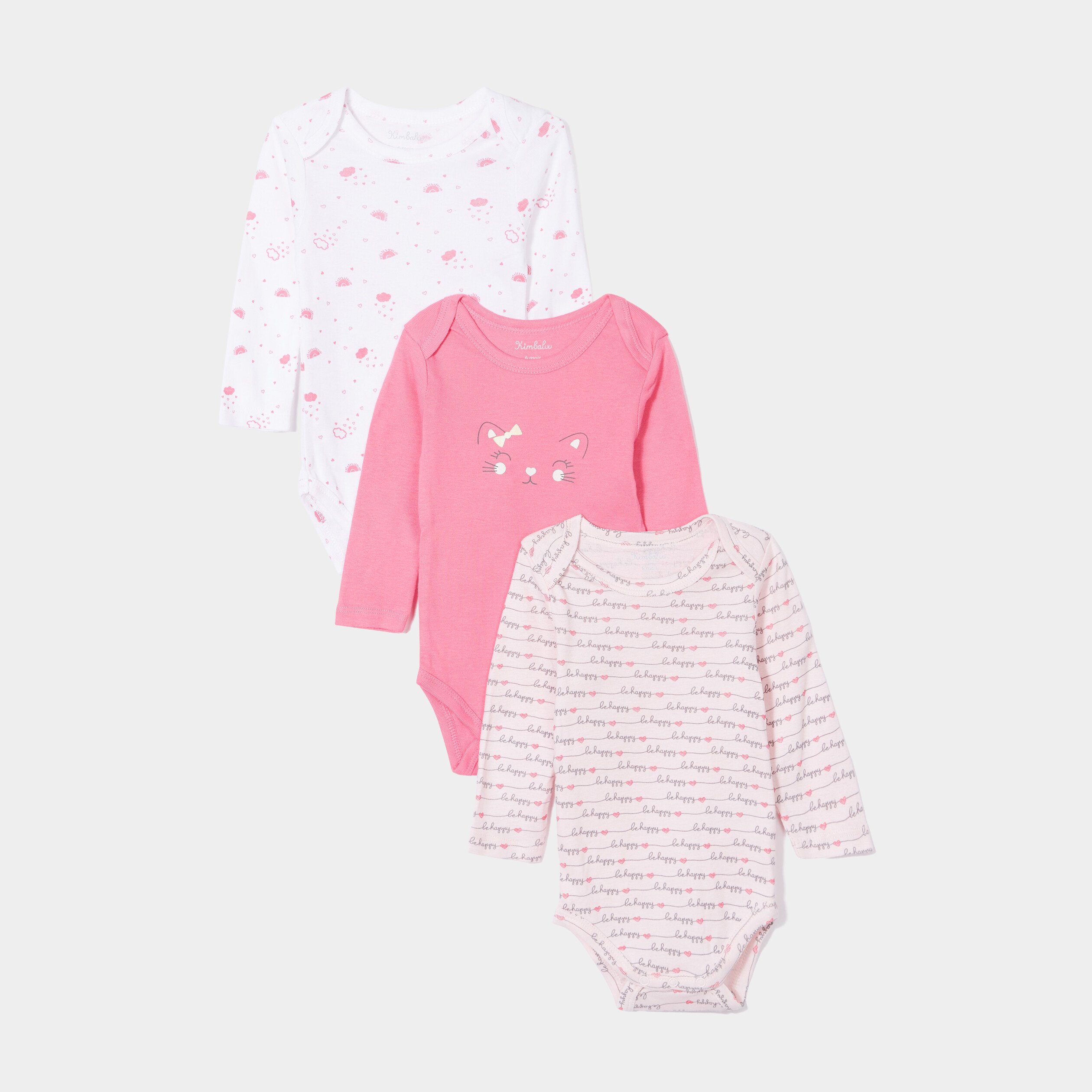 Lot 3 bodies US coton rose fushia bébé fille