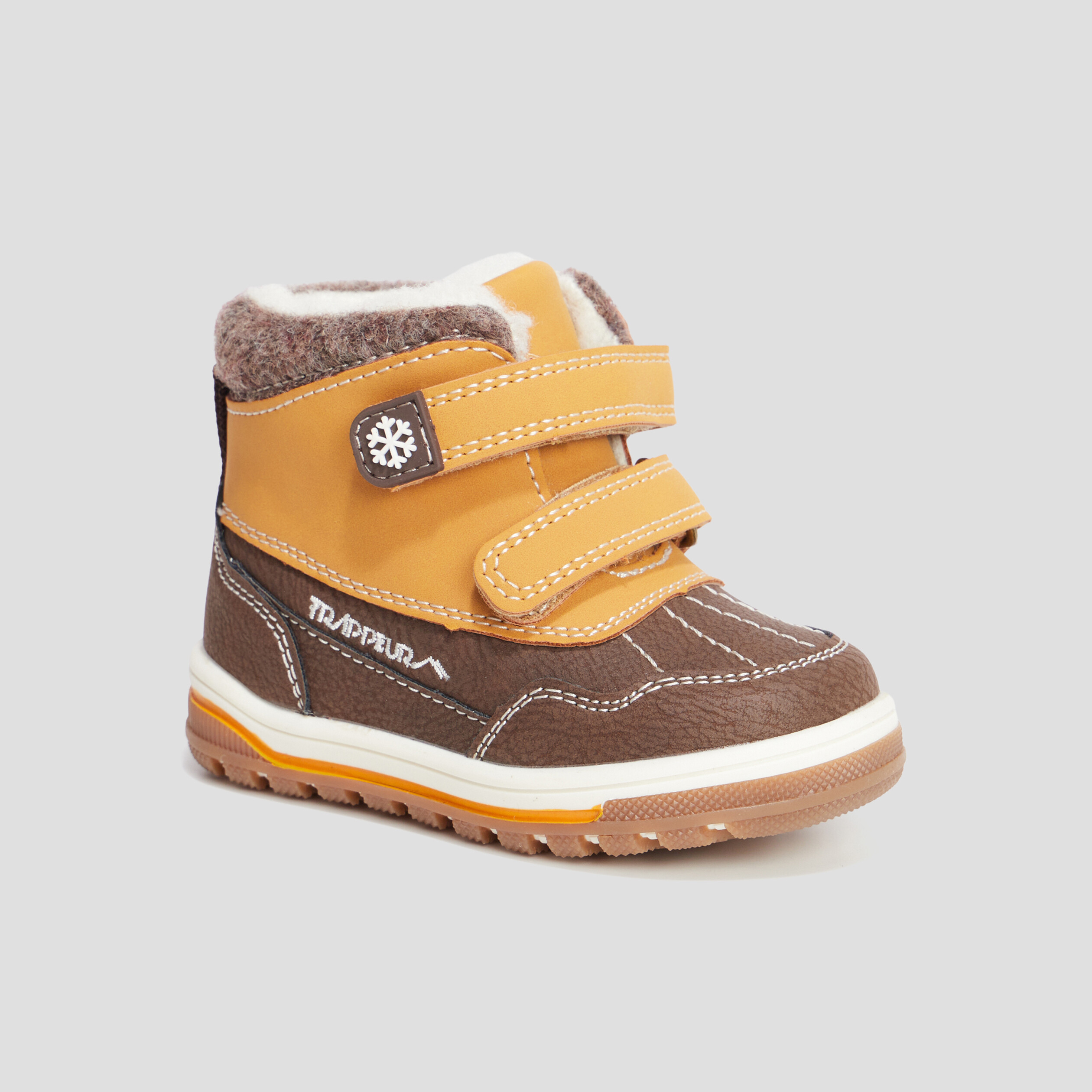 Bottines fourr es scratchs Trappeur camel b b gar on