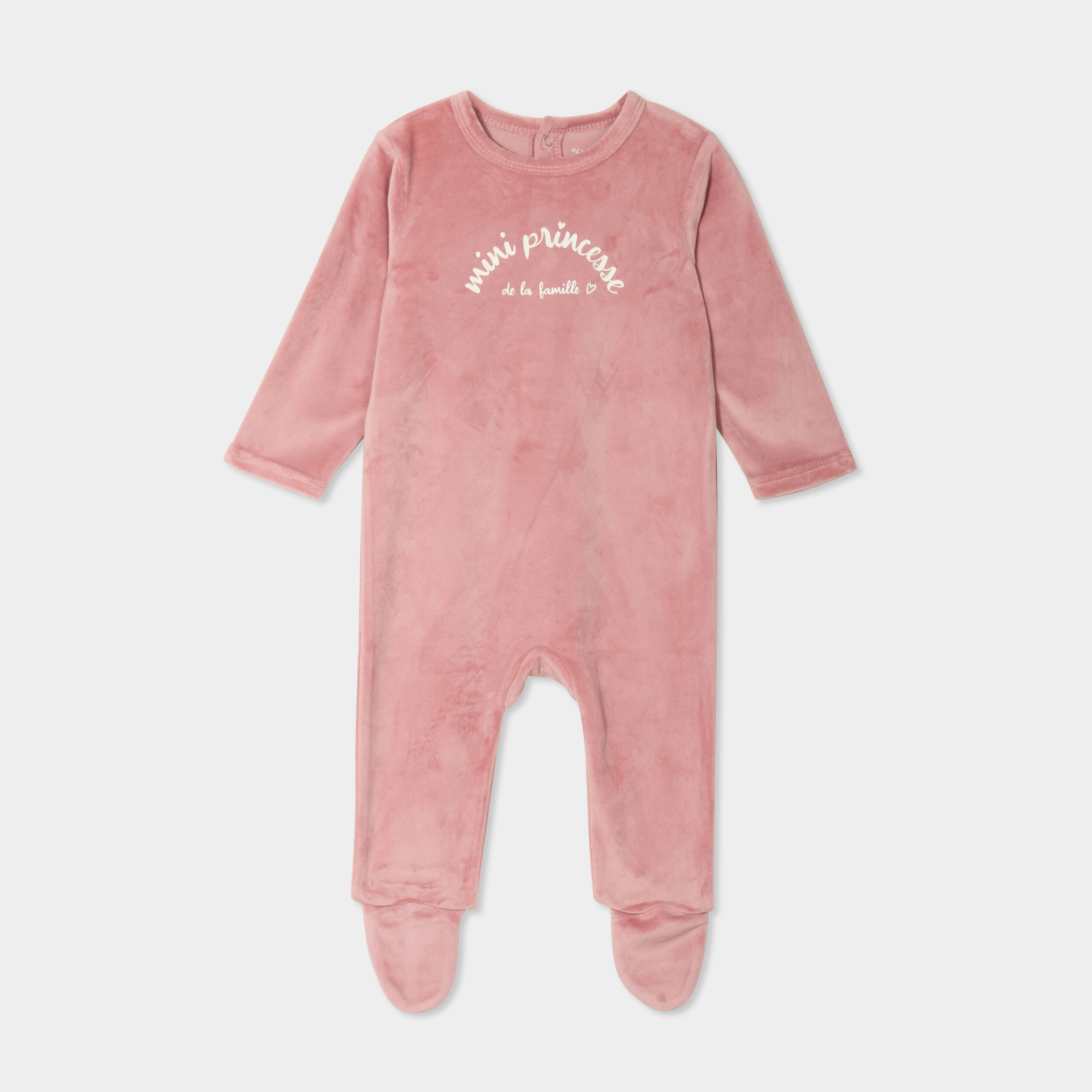 Dors-bien effet velours manches longues vieux rose b&eacute;b&eacute;