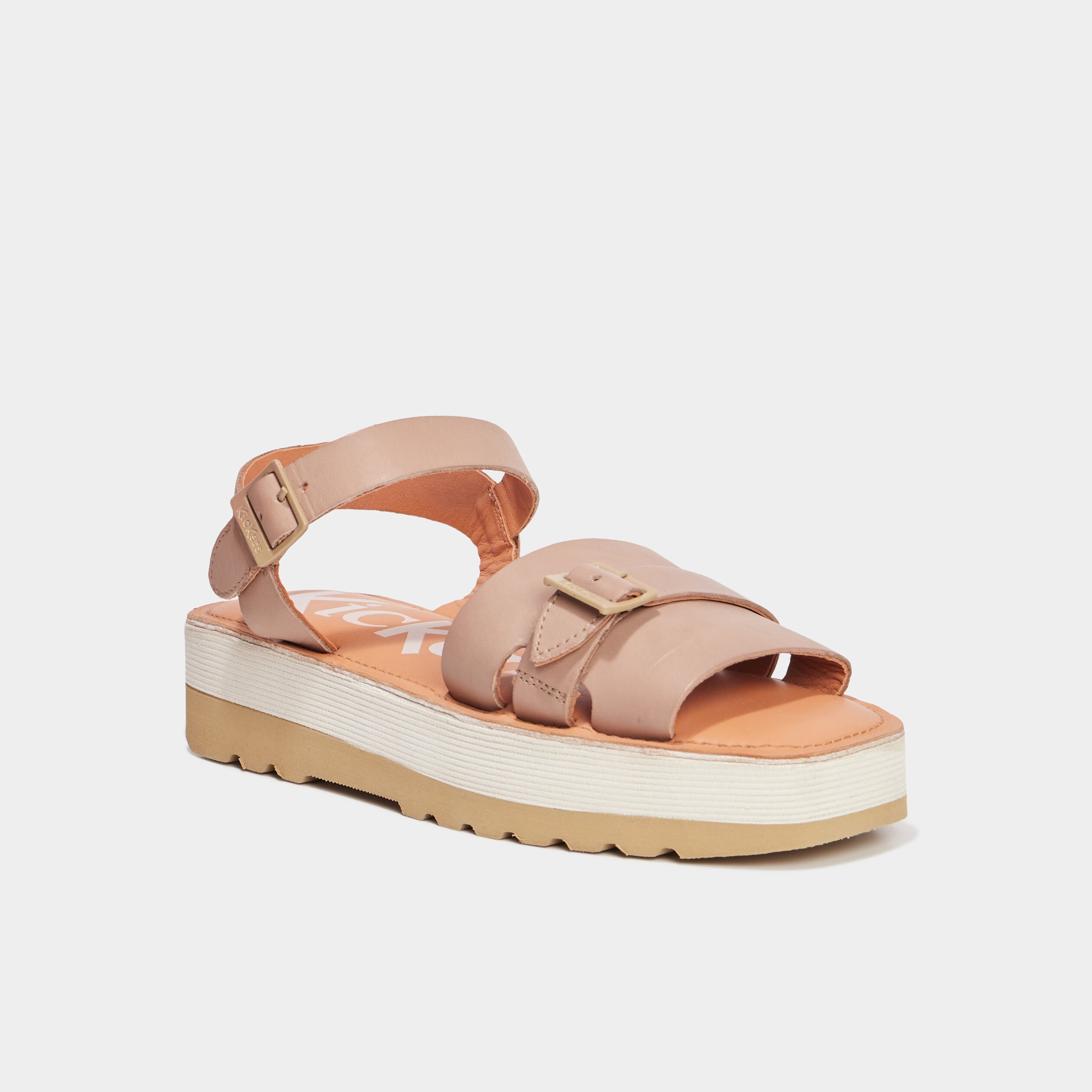 Sandales plateformes en cuir Kickers sable femme