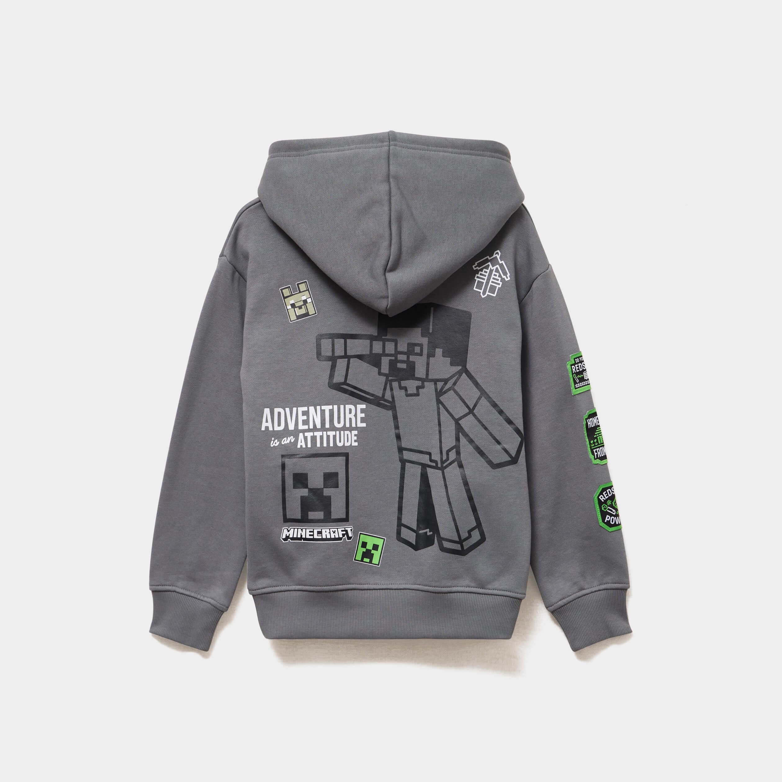 Sweat hoodie 1 poche &agrave; capuche Minecraft gris fonc&eacute; gar&ccedil;on