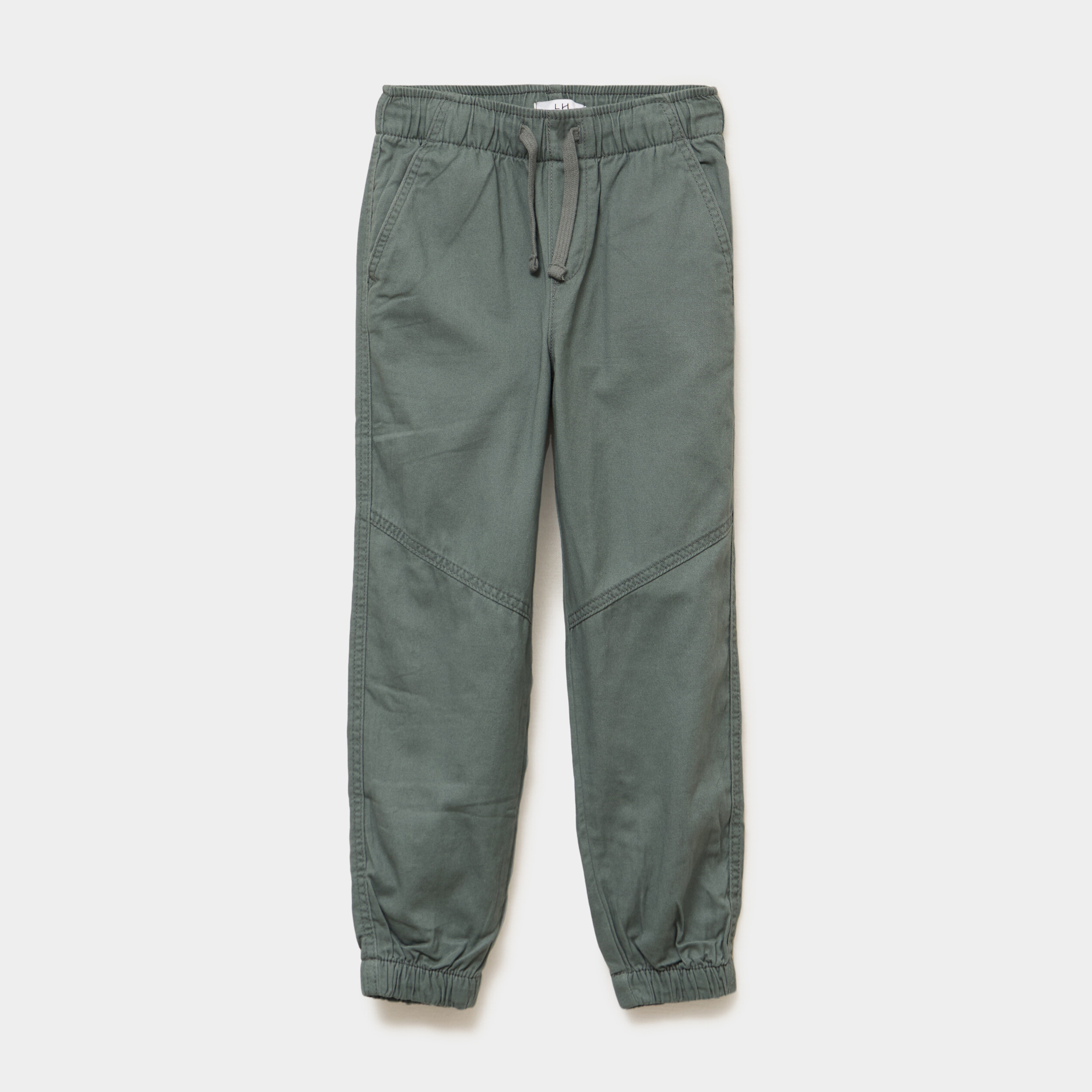 Pantalon jogger doubl&eacute; coton vert kaki gar&ccedil;on