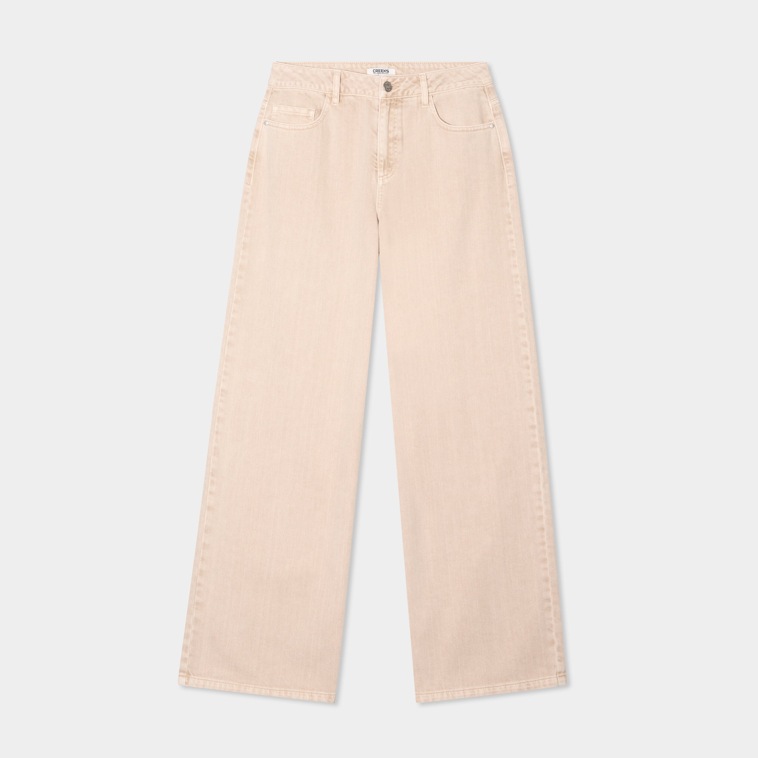 jeans large taille haute coton sable femme Jeans large taille haute coton sable femme