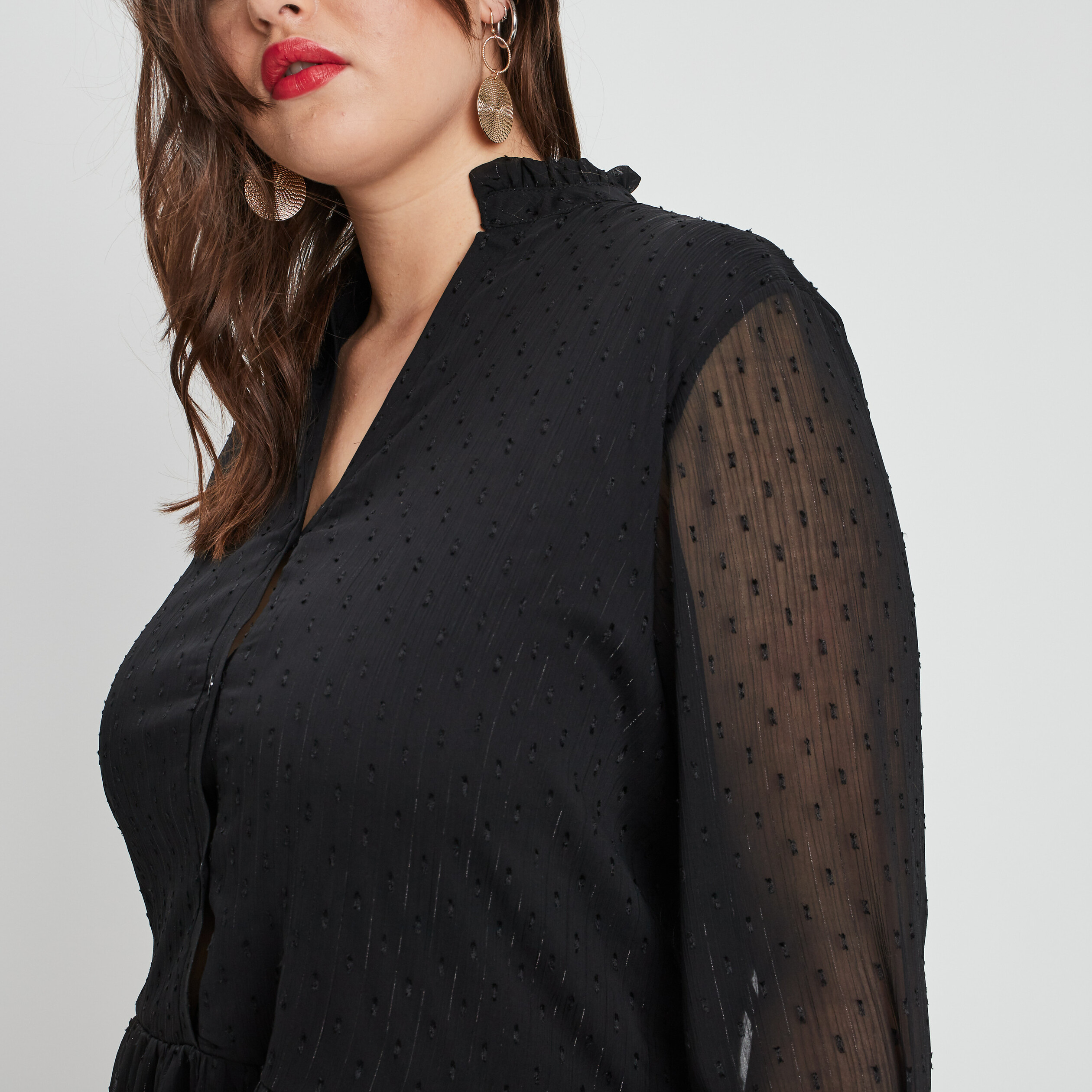robe courte droite plumetis noir femmegt Robe courte droite plumetis noir femme grande taille