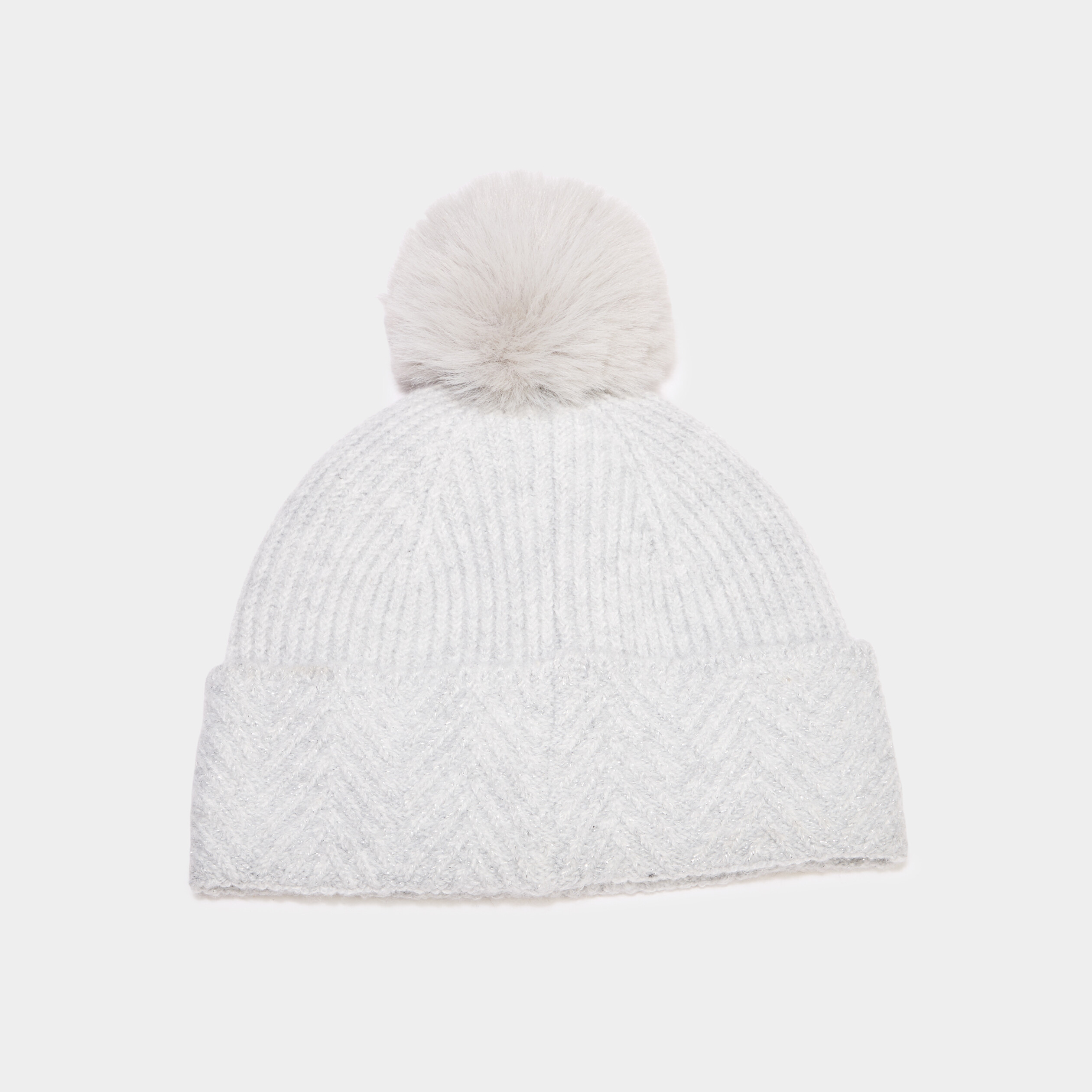 Bonnet &agrave; pompon gris femme