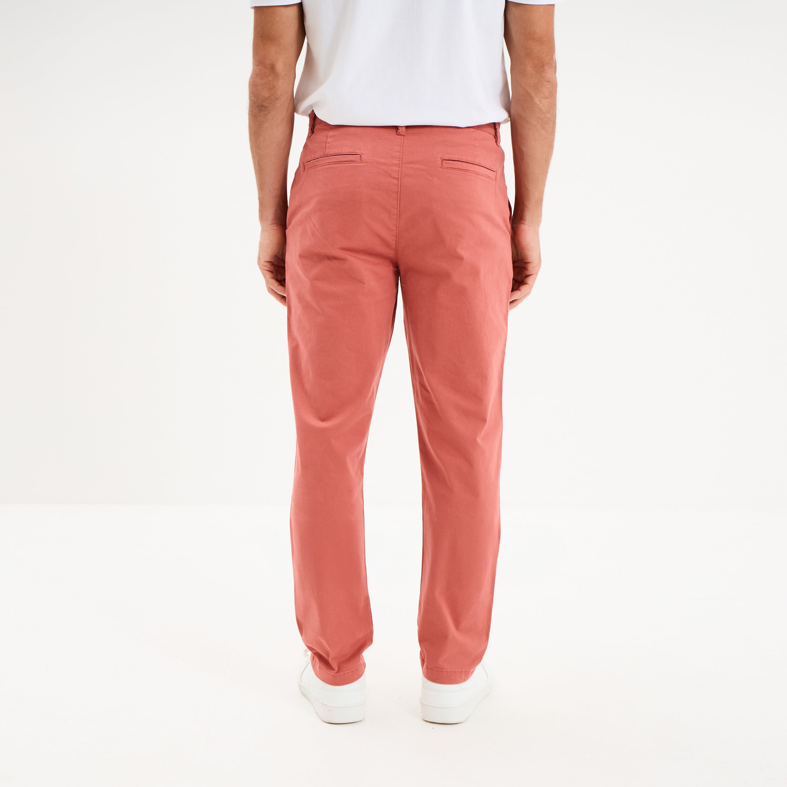 Pantalon chino droit stretch vieux rose homme