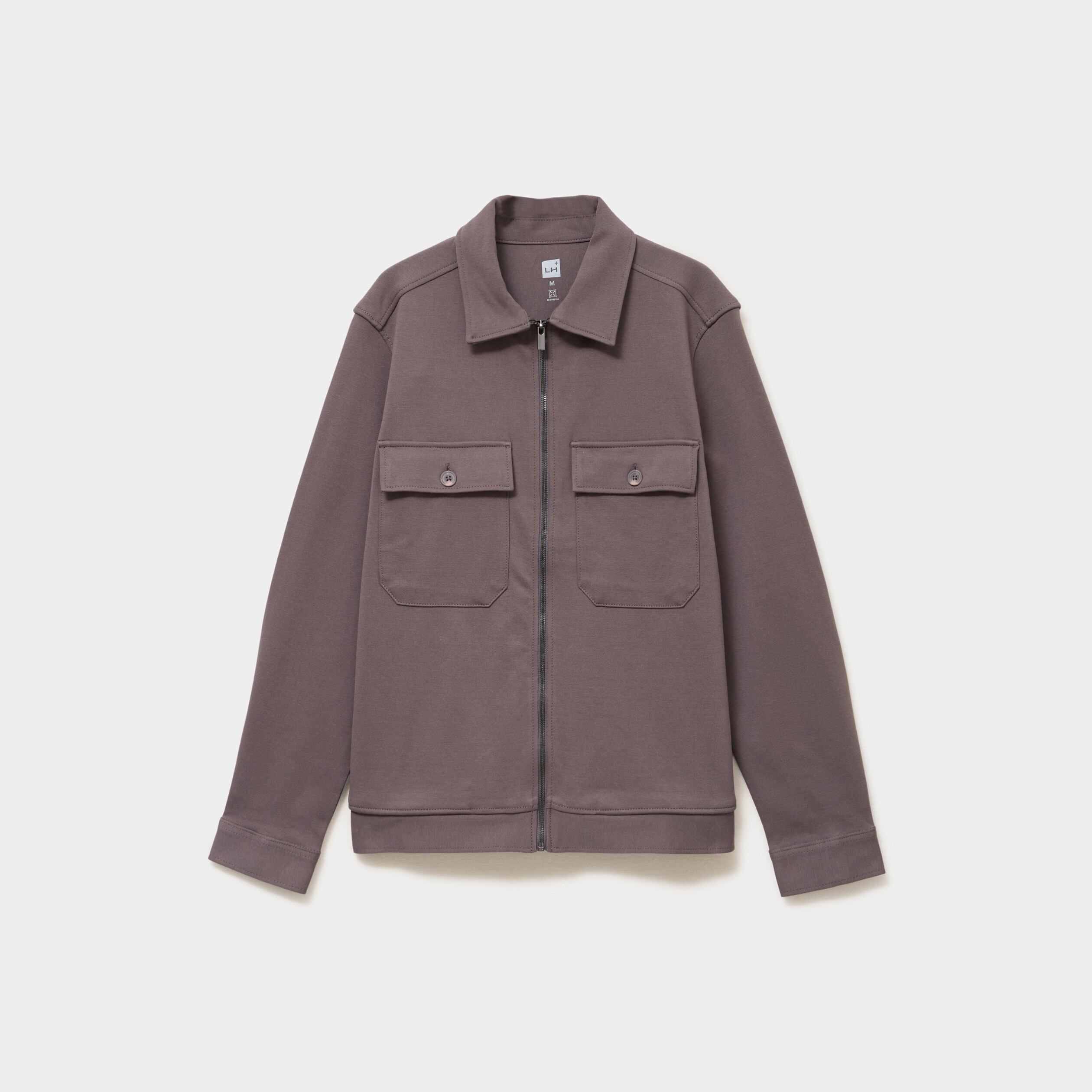 Surchemise zipp&eacute;e manches longues gris fonc&eacute; homme