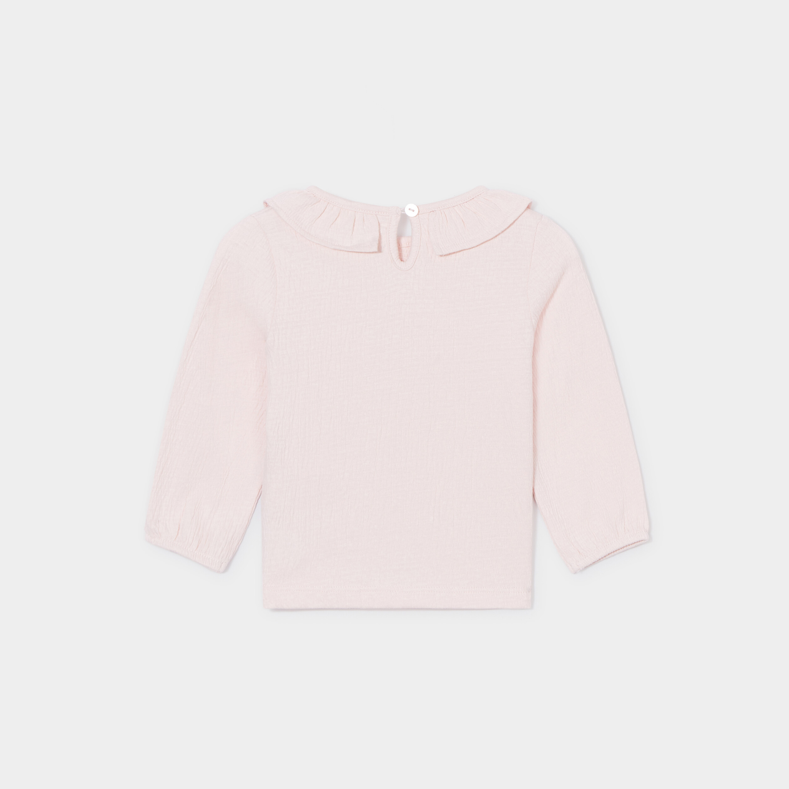 t shirt col volants creeks rose clair bebef T-shirt col volants Creeks rose clair bébé fille
