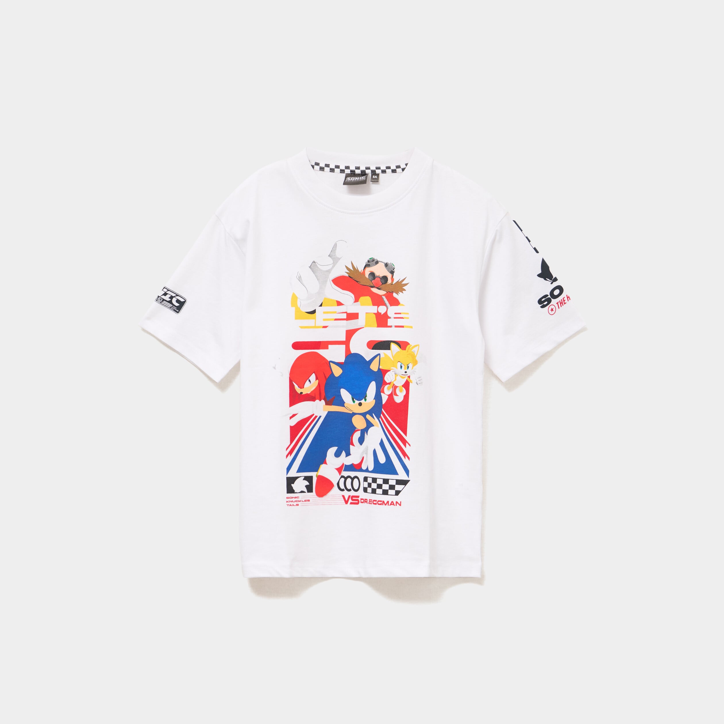 T-shirt manches courtes coton Sonic blanc gar&ccedil;on