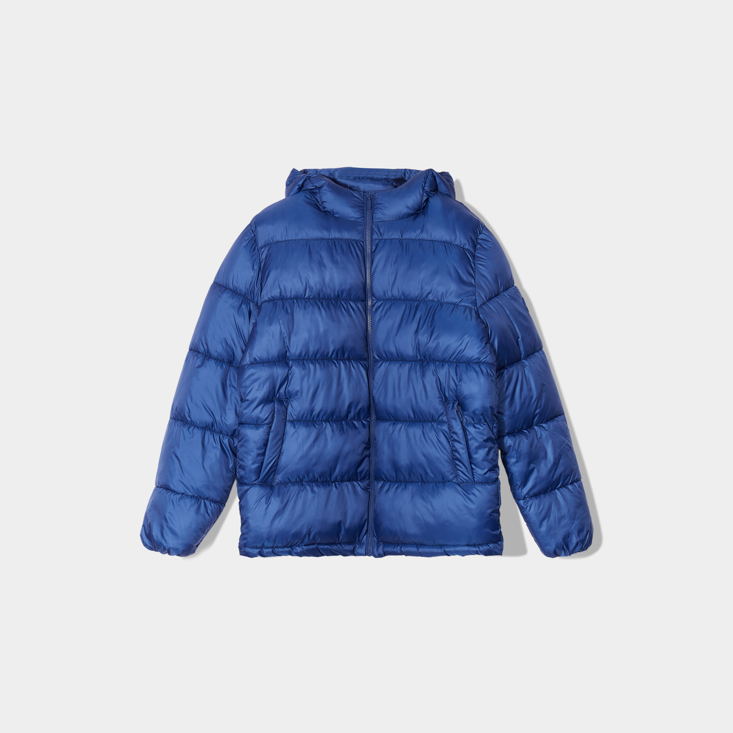 Doudoune zippée à capuche bleu roi homme