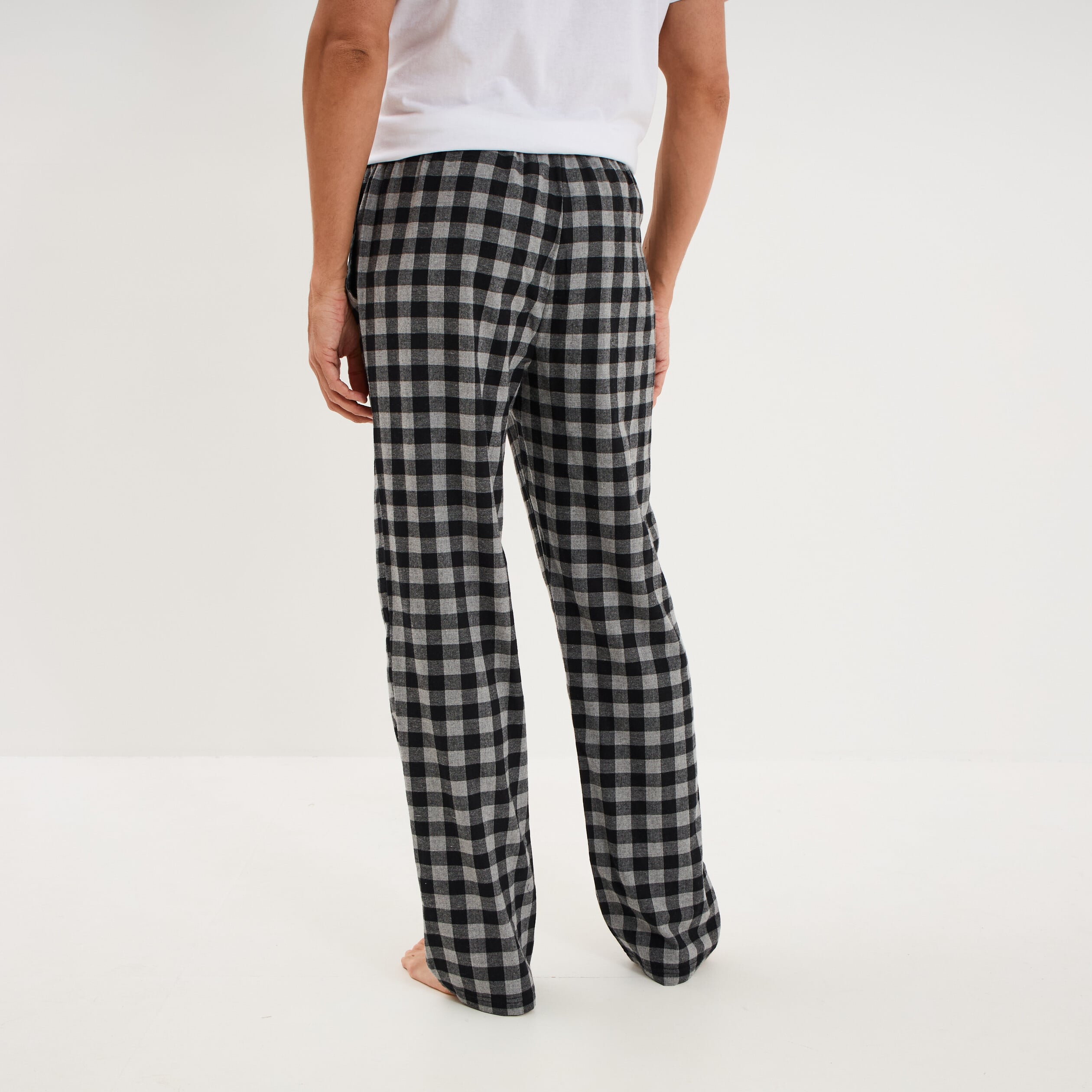 Pantalon de pyjama coton coupe droite gris moyen homme