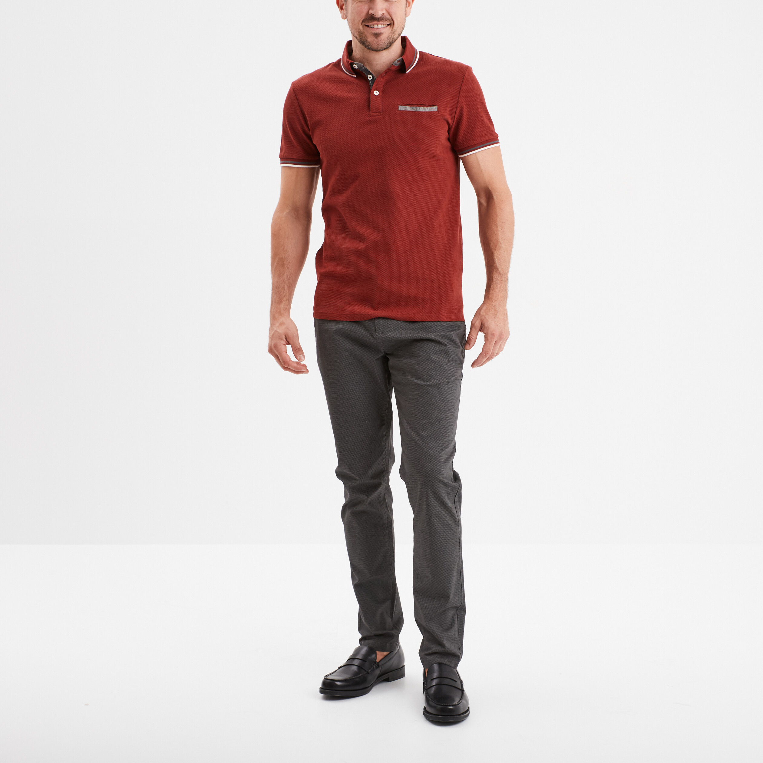 polo manches courtes 1 poche coton rouge fonce homme Polo manches courtes 1 poche coton rouge foncé homme